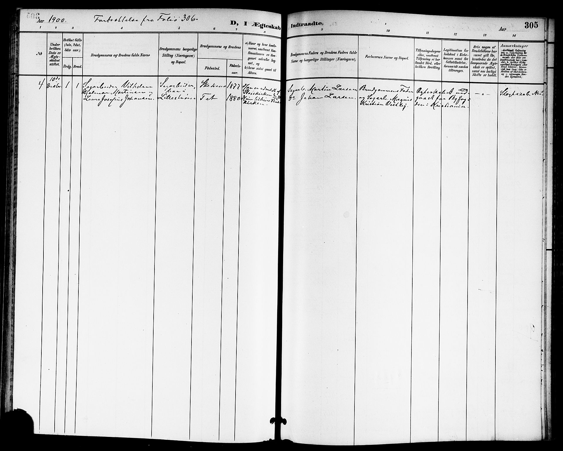 Skedsmo prestekontor Kirkebøker, SAO/A-10033a/G/Ga/L0005a: Parish register (copy) no. I 5A, 1896-1901, p. 305
