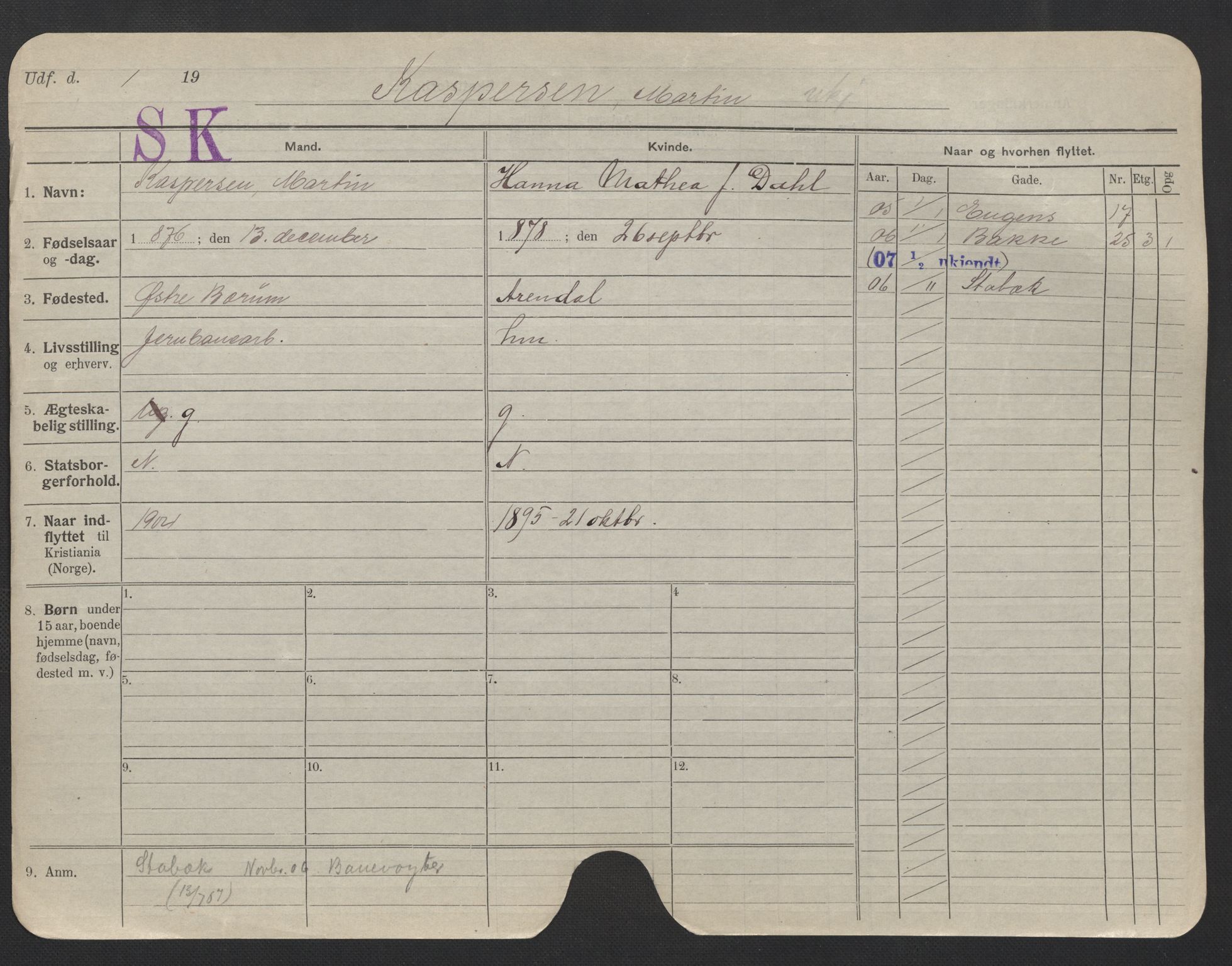 Oslo folkeregister, Registerkort, AV/SAO-A-11715/F/Fa/Fac/L0006: Menn, 1906-1914, p. 174a