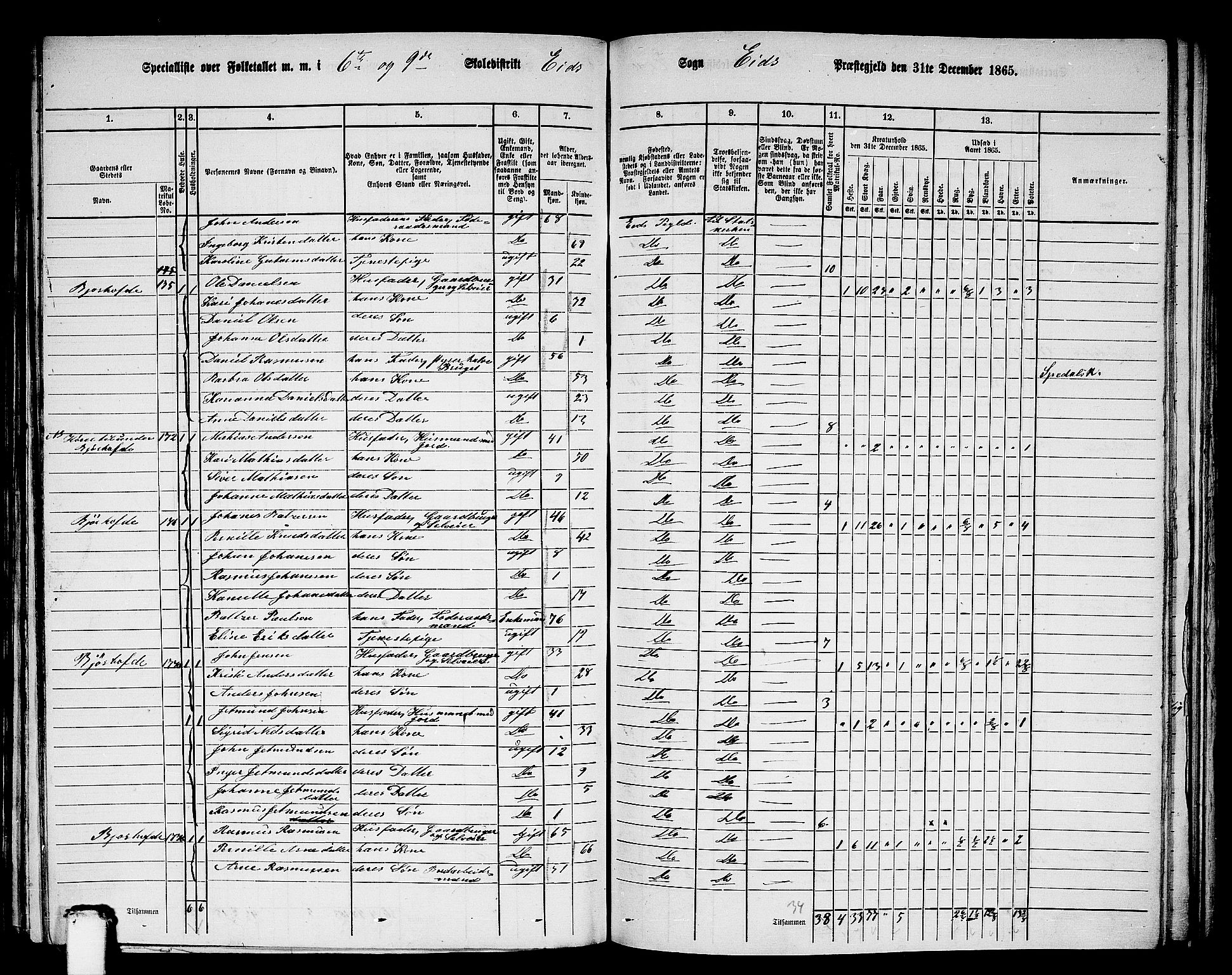 RA, 1865 census for Eid, 1865, p. 135