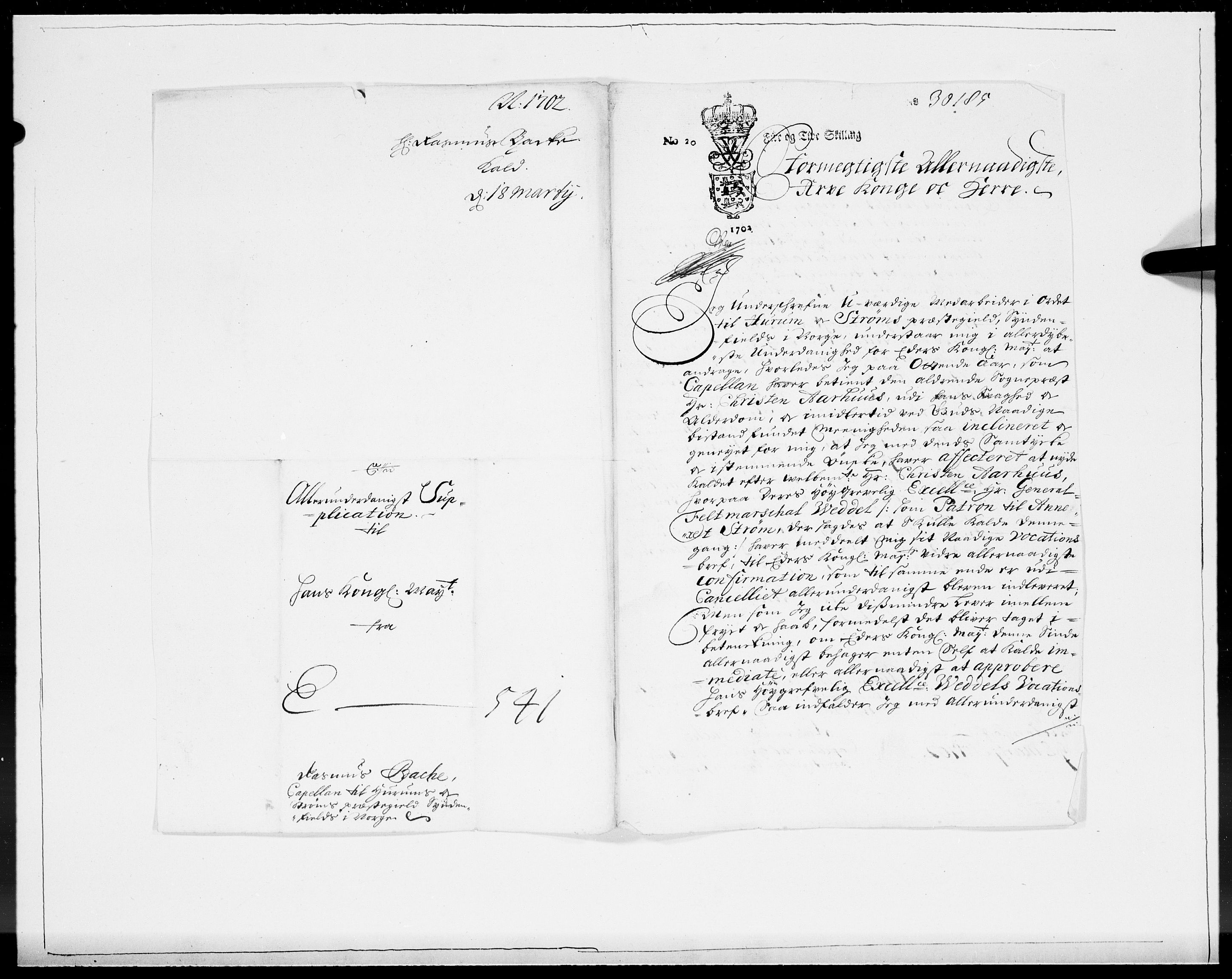 Danske Kanselli 1572-1799, AV/RA-EA-3023/F/Fc/Fcc/Fcca/L0053: Norske innlegg 1572-1799, 1702, p. 41