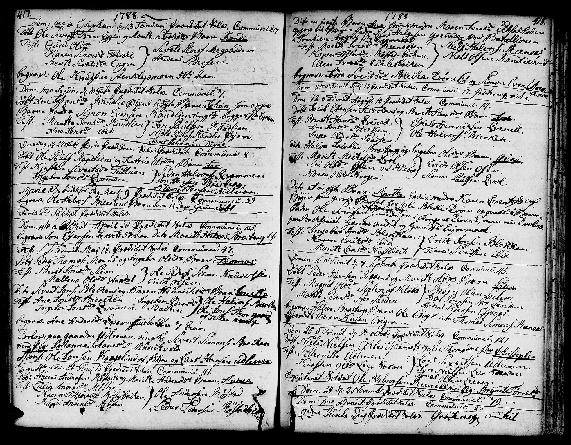 Ministerialprotokoller, klokkerbøker og fødselsregistre - Sør-Trøndelag, SAT/A-1456/606/L0282: Parish register (official) no. 606A02 /3, 1781-1817, p. 417-418