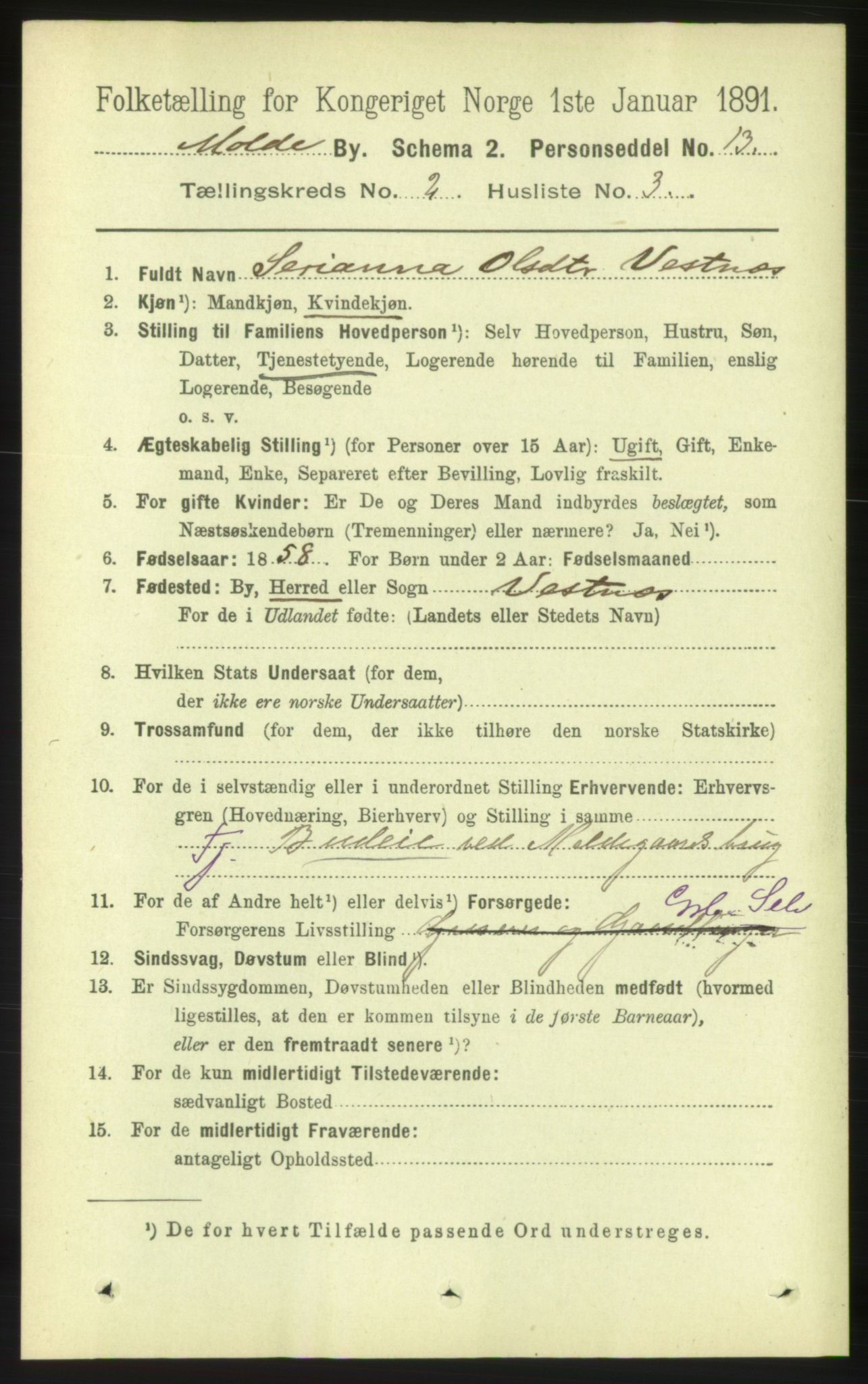 RA, 1891 census for 1502 Molde, 1891, p. 1453