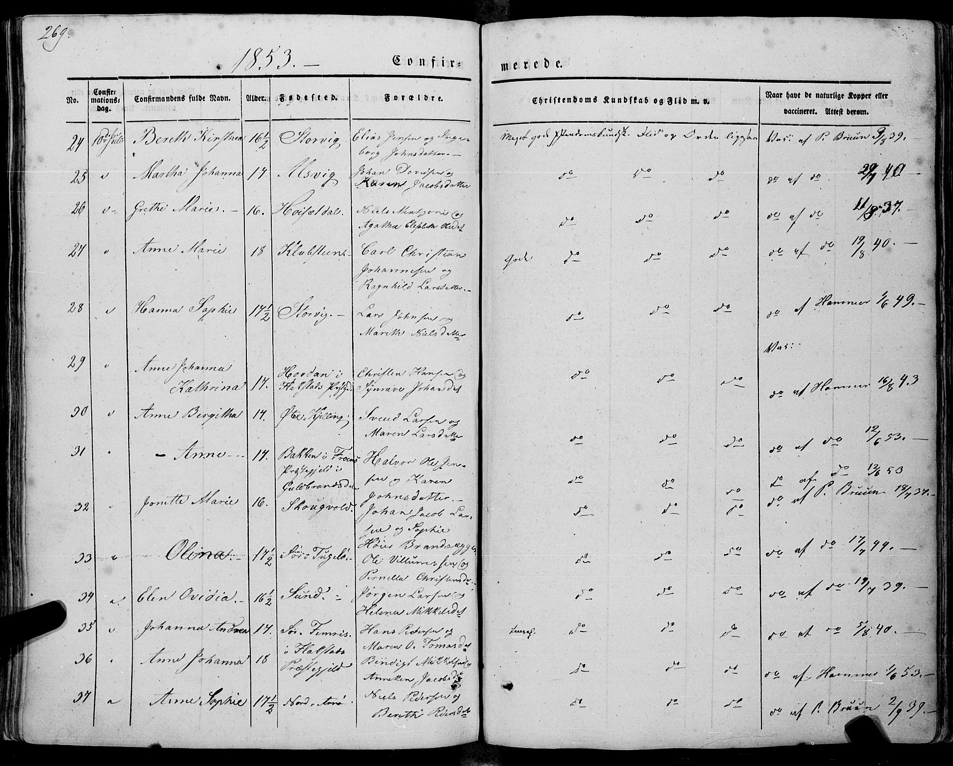 Ministerialprotokoller, klokkerbøker og fødselsregistre - Nordland, AV/SAT-A-1459/805/L0097: Parish register (official) no. 805A04, 1837-1861, p. 269