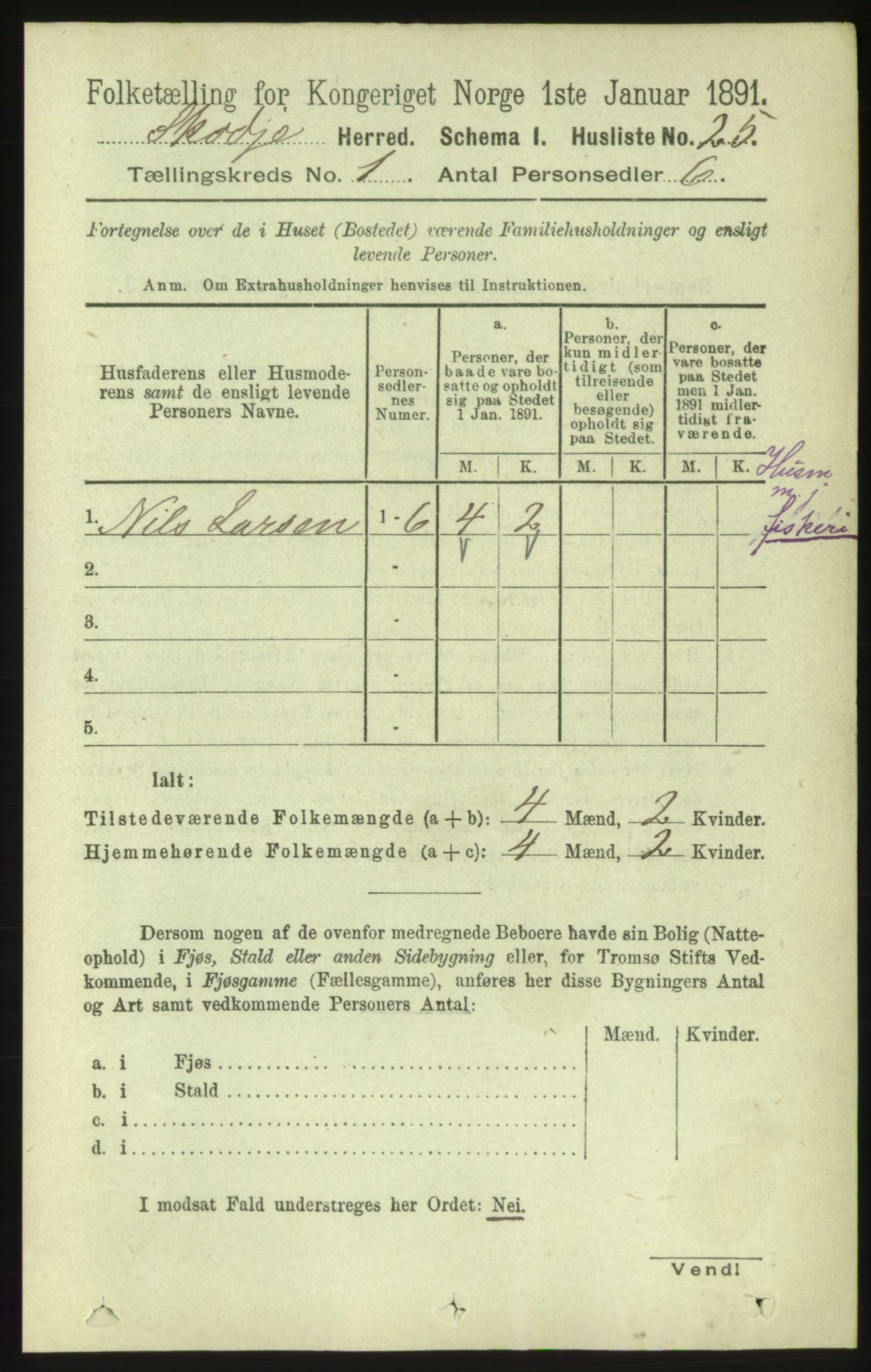 RA, 1891 census for 1529 Skodje, 1891, p. 66