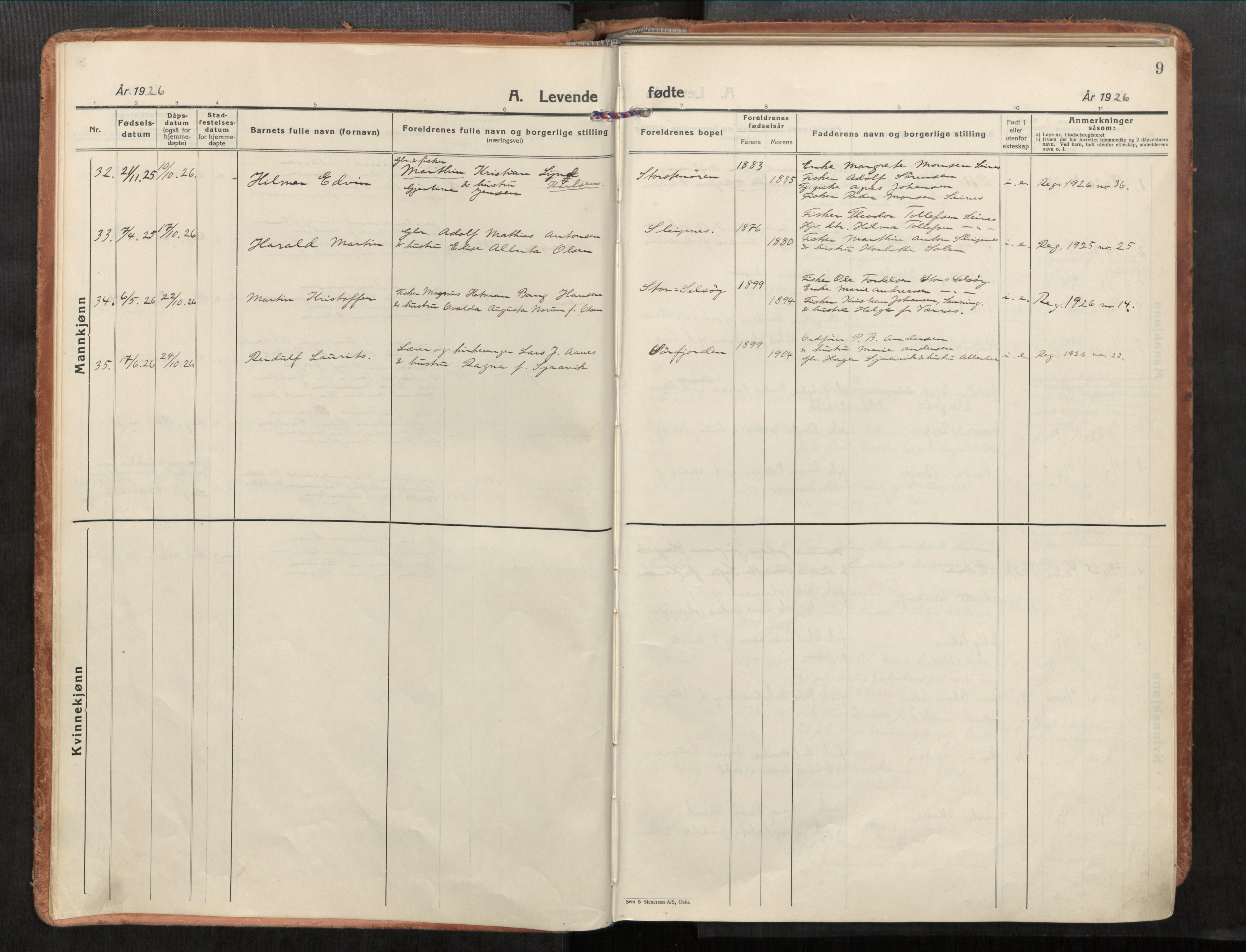 Rødøy sokneprestkontor, AV/SAT-A-4397/2/H/Ha/Haa/L0001: Parish register (official) no. 1, 1926-1941, p. 9