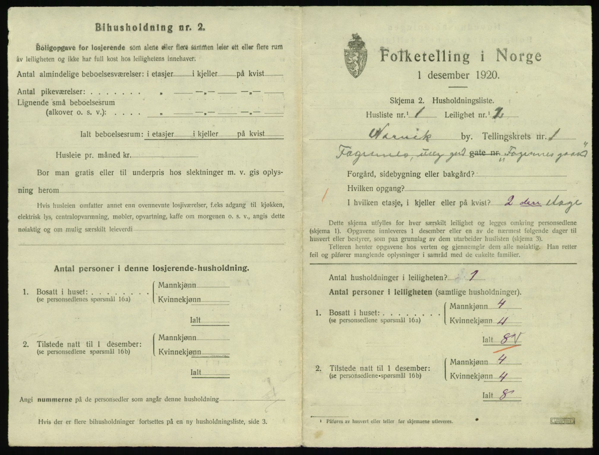 SAT, 1920 census for Narvik, 1920, p. 1140