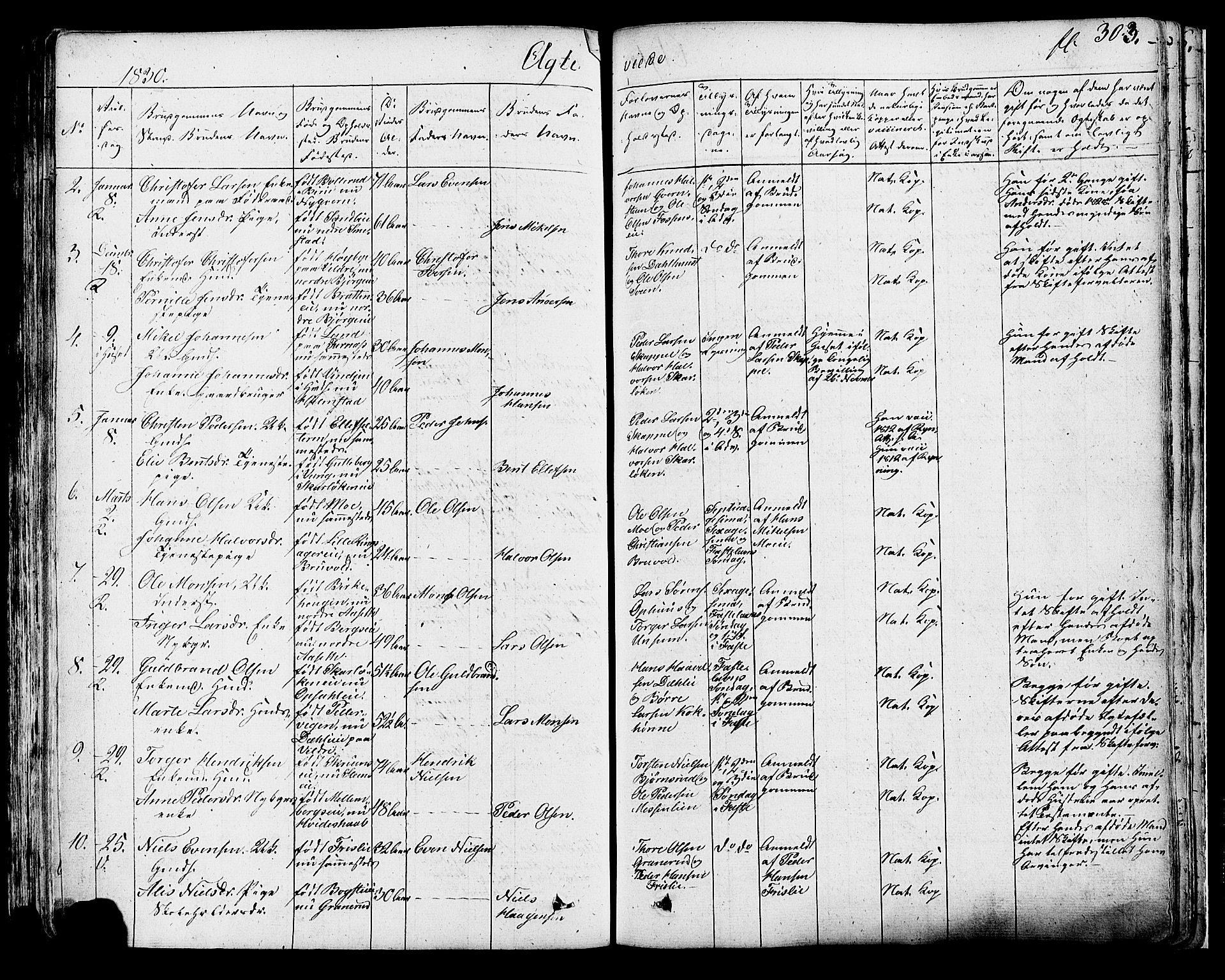 Ringsaker prestekontor, AV/SAH-PREST-014/K/Ka/L0007: Parish register (official) no. 7A, 1826-1837, p. 303