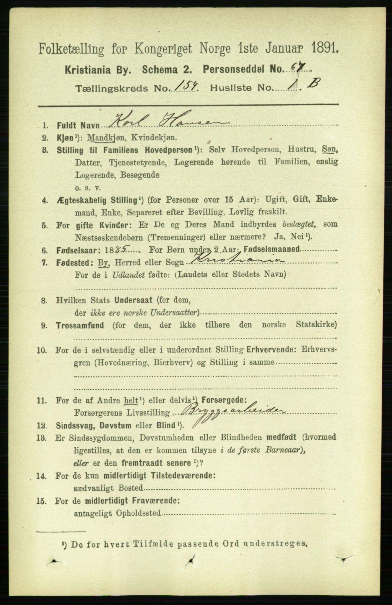 RA, 1891 census for 0301 Kristiania, 1891, p. 87311