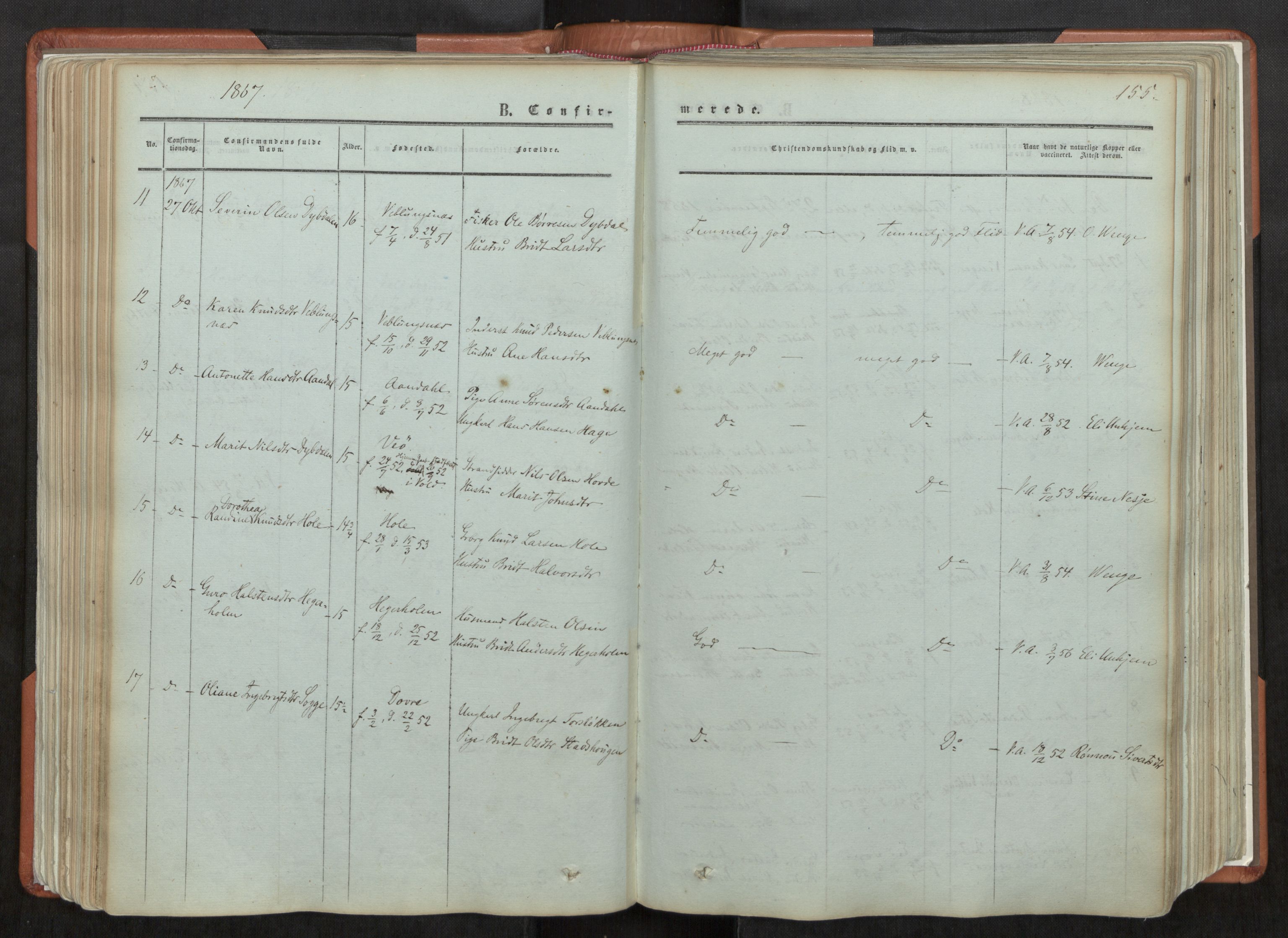 Ministerialprotokoller, klokkerbøker og fødselsregistre - Møre og Romsdal, AV/SAT-A-1454/544/L0572: Parish register (official) no. 544A05, 1854-1886, p. 155