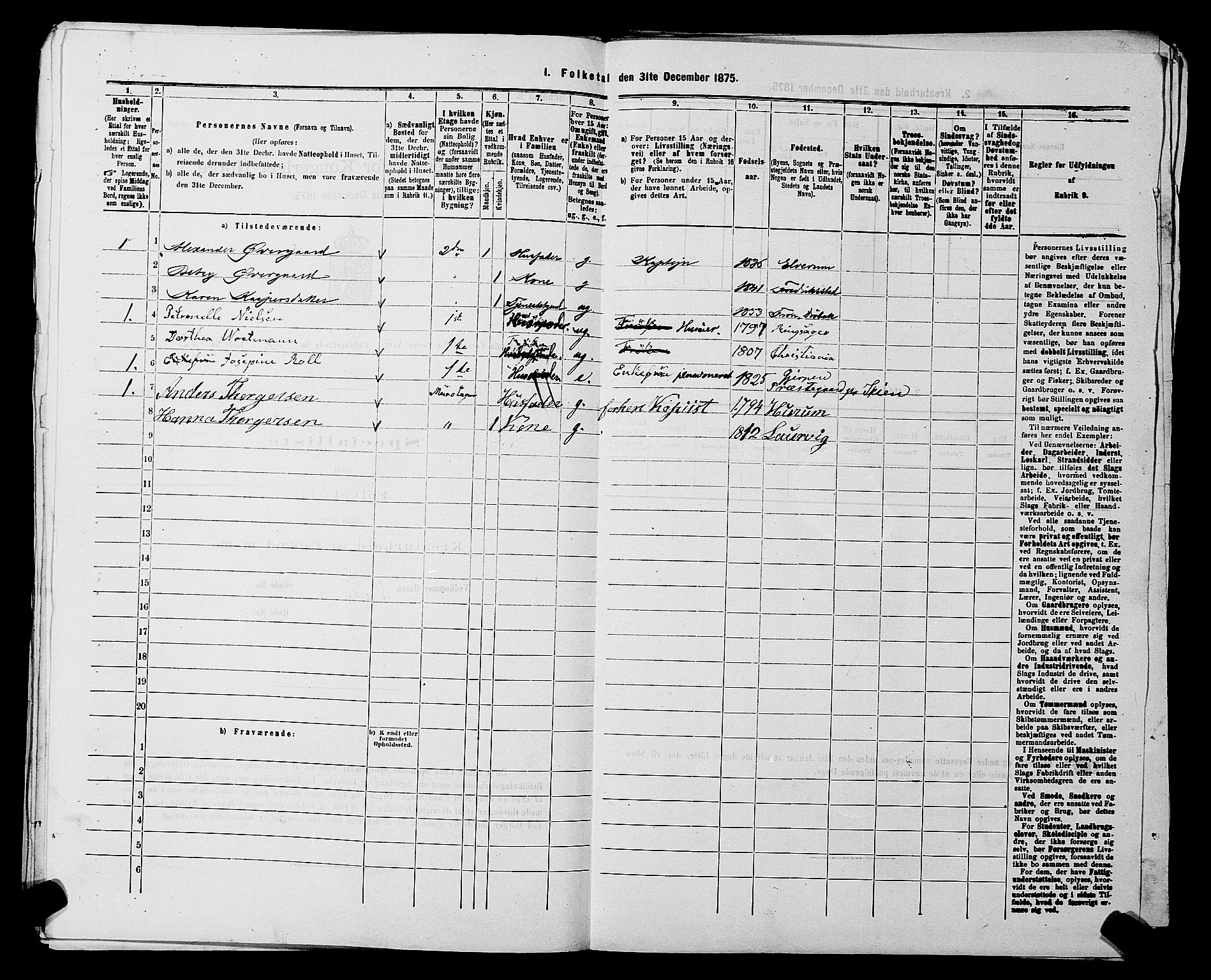 RA, 1875 census for 0218aP Vestre Aker, 1875, p. 2350
