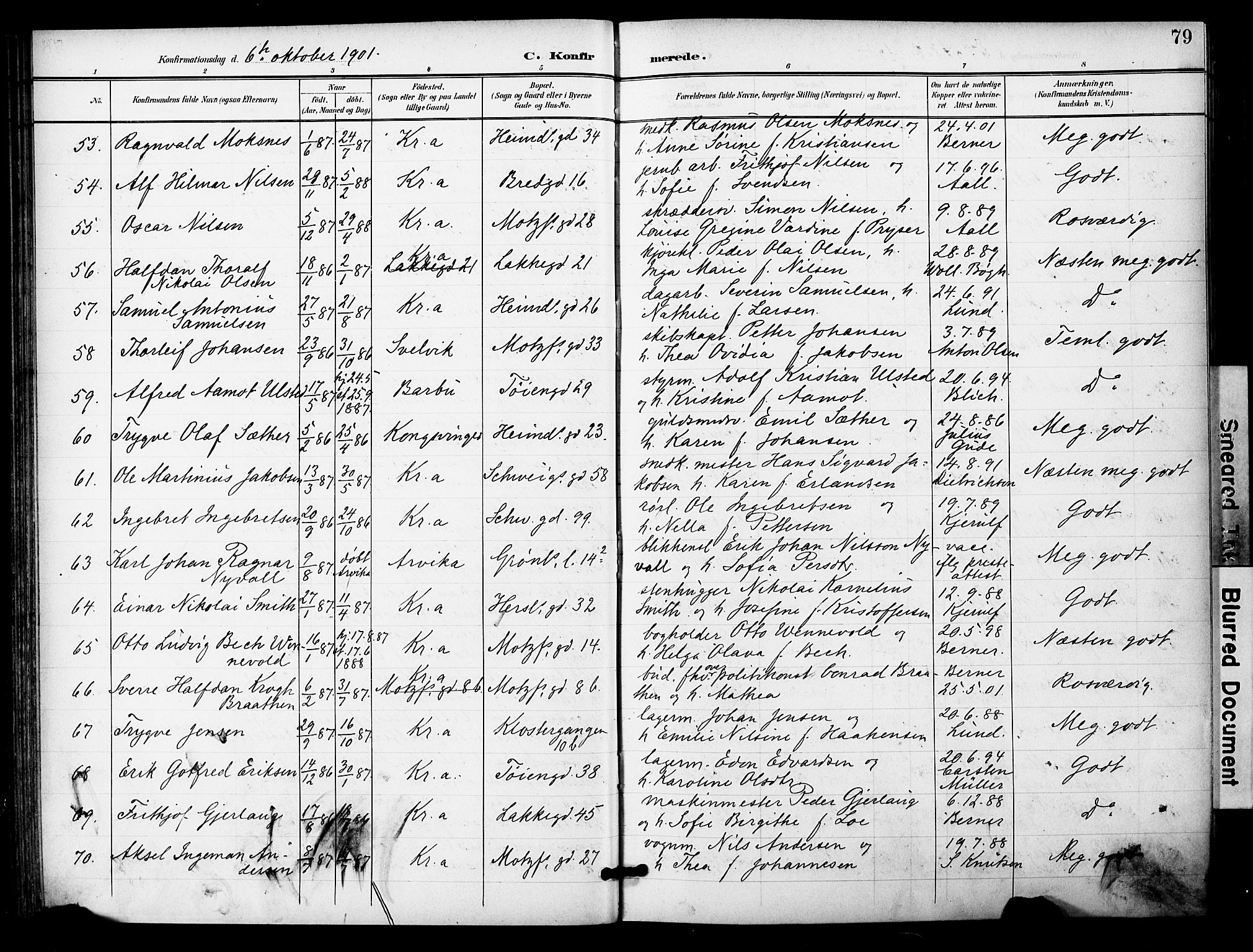 Grønland prestekontor Kirkebøker, AV/SAO-A-10848/F/Fa/L0015: Parish register (official) no. 15, 1899-1919, p. 79