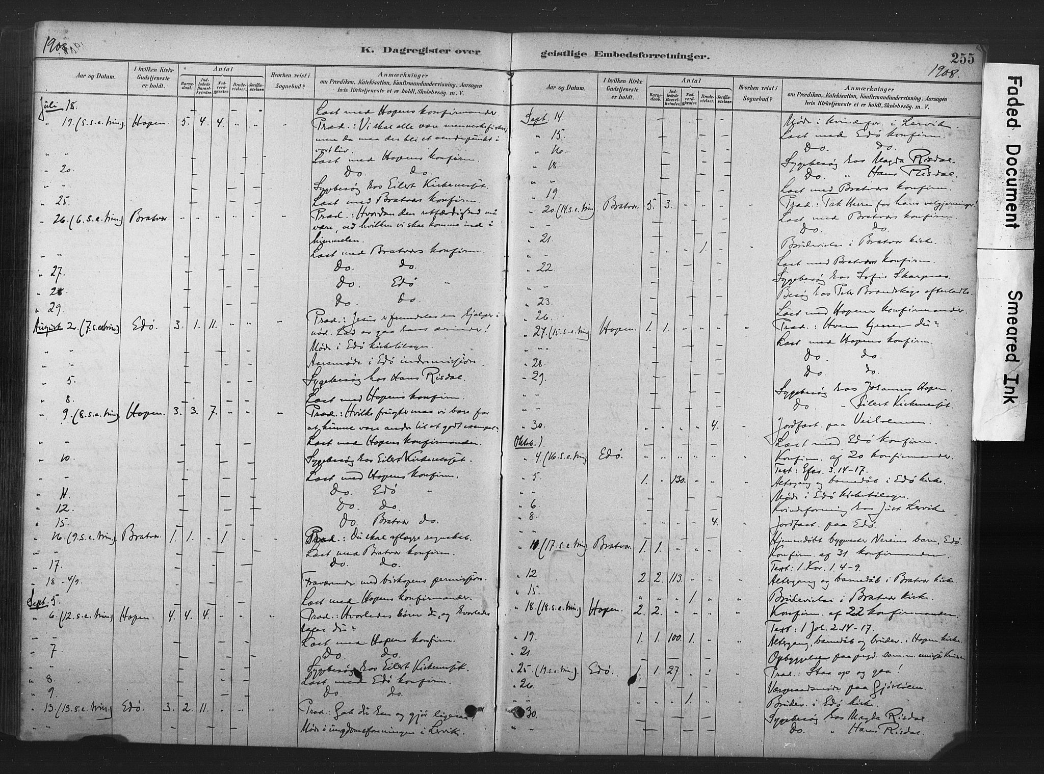 Ministerialprotokoller, klokkerbøker og fødselsregistre - Møre og Romsdal, AV/SAT-A-1454/583/L0954: Parish register (official) no. 583A01, 1880-1906, p. 255