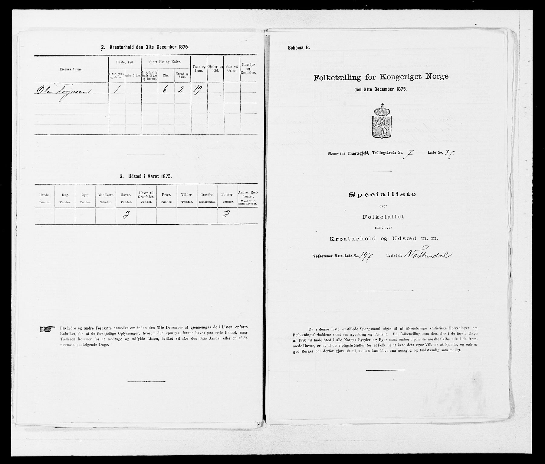 SAB, 1875 census for 1212P Skånevik, 1875, p. 852