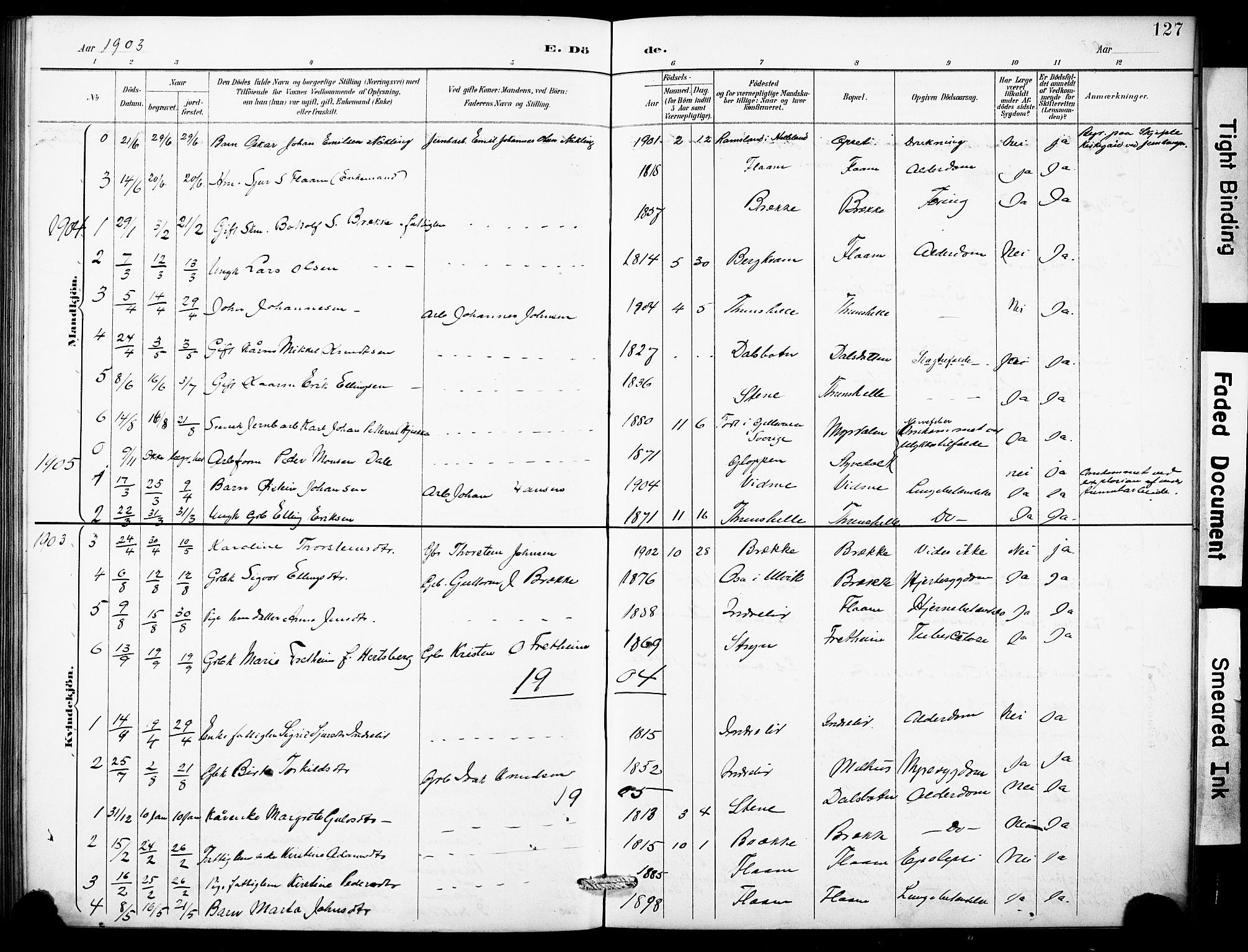 Aurland sokneprestembete, SAB/A-99937/H/Hb/Hbb/L0002: Parish register (copy) no. B 2, 1887-1929, p. 127