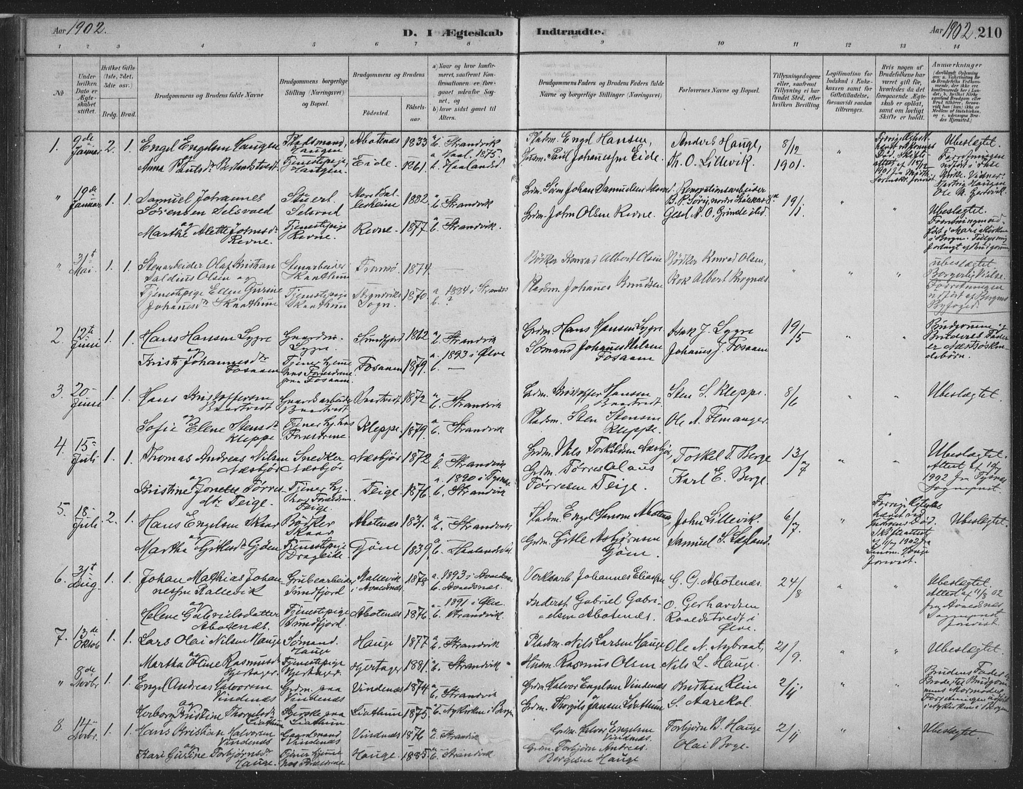 Fusa sokneprestembete, AV/SAB-A-75401/H/Haa: Parish register (official) no. D 1, 1880-1938, p. 210