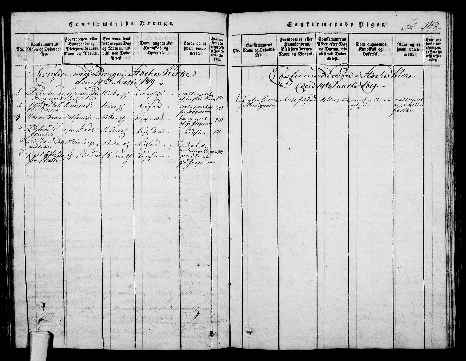 Stokke kirkebøker, AV/SAKO-A-320/F/Fa/L0005: Parish register (official) no. I 5, 1815-1826, p. 248