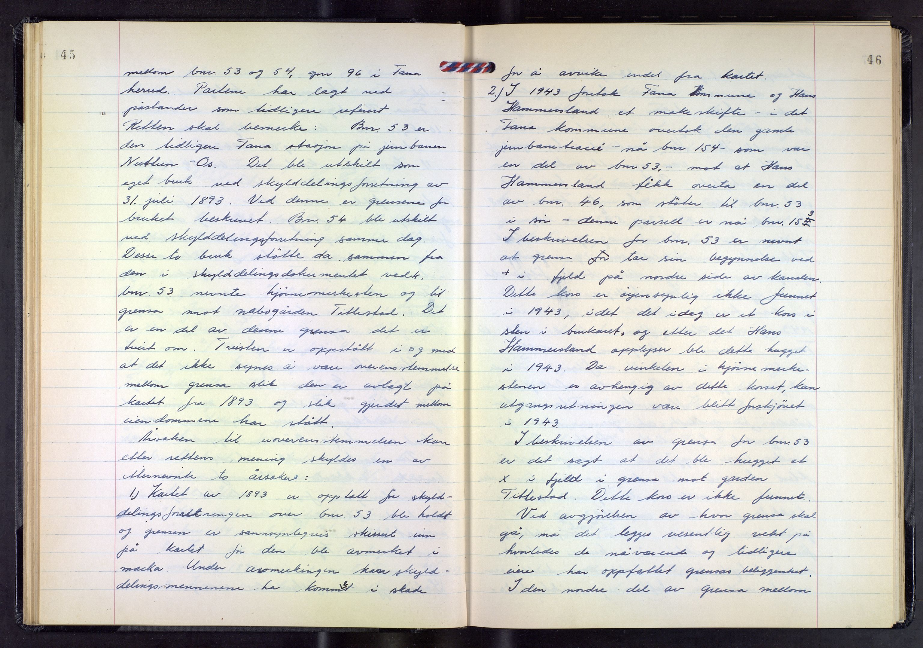 Hordaland jordskiftedøme - III Midhordland jordskiftedistrikt, AV/SAB-A-7001/A/Aa/L0034: Forhandlingsprotokoll, 1961-1967, p. 45-46