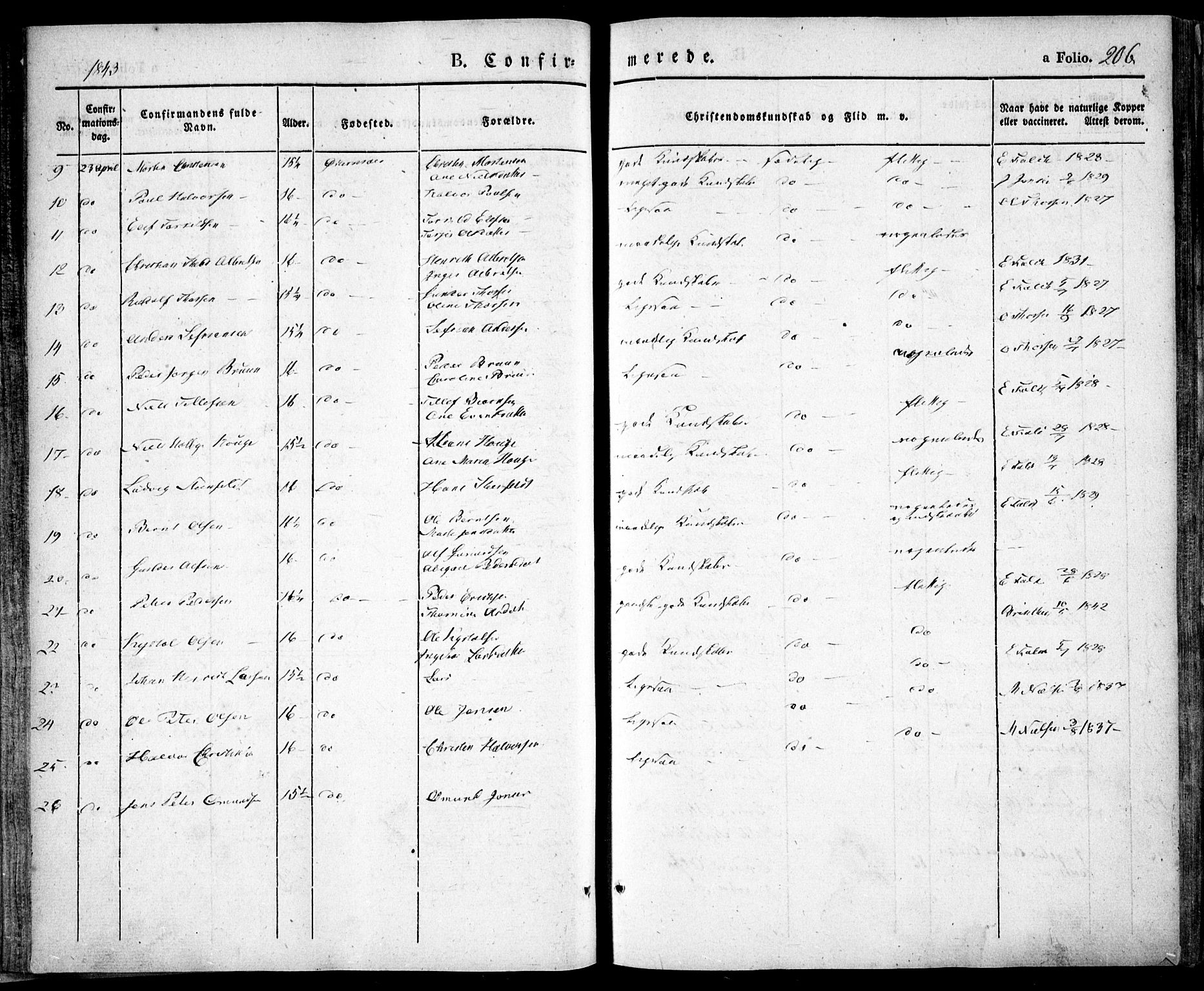 Risør sokneprestkontor, AV/SAK-1111-0035/F/Fa/L0003: Parish register (official) no. A 3, 1838-1864, p. 206