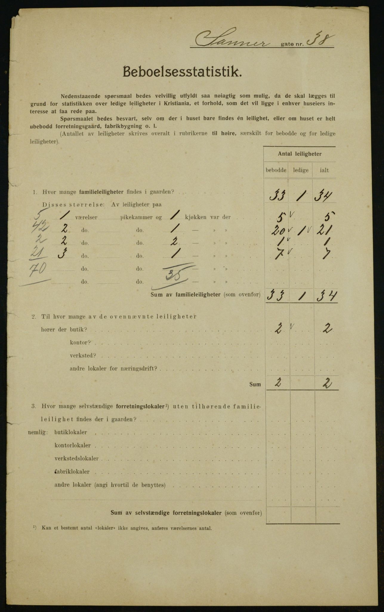 OBA, Municipal Census 1910 for Kristiania, 1910, p. 85150