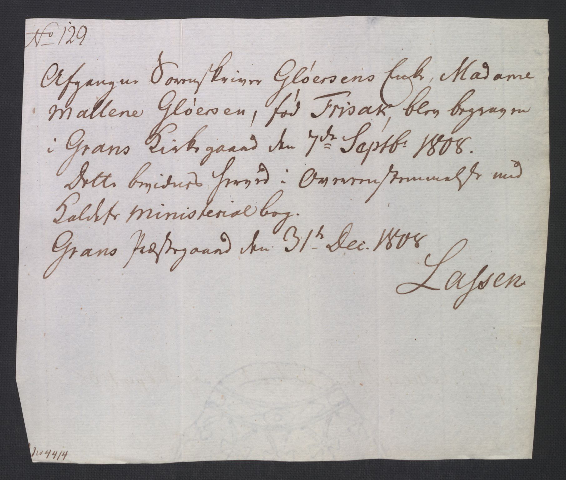 Rentekammeret inntil 1814, Reviderte regnskaper, Fogderegnskap, AV/RA-EA-4092/R19/L1396: Fogderegnskap Toten, Hadeland og Vardal, 1808, p. 491