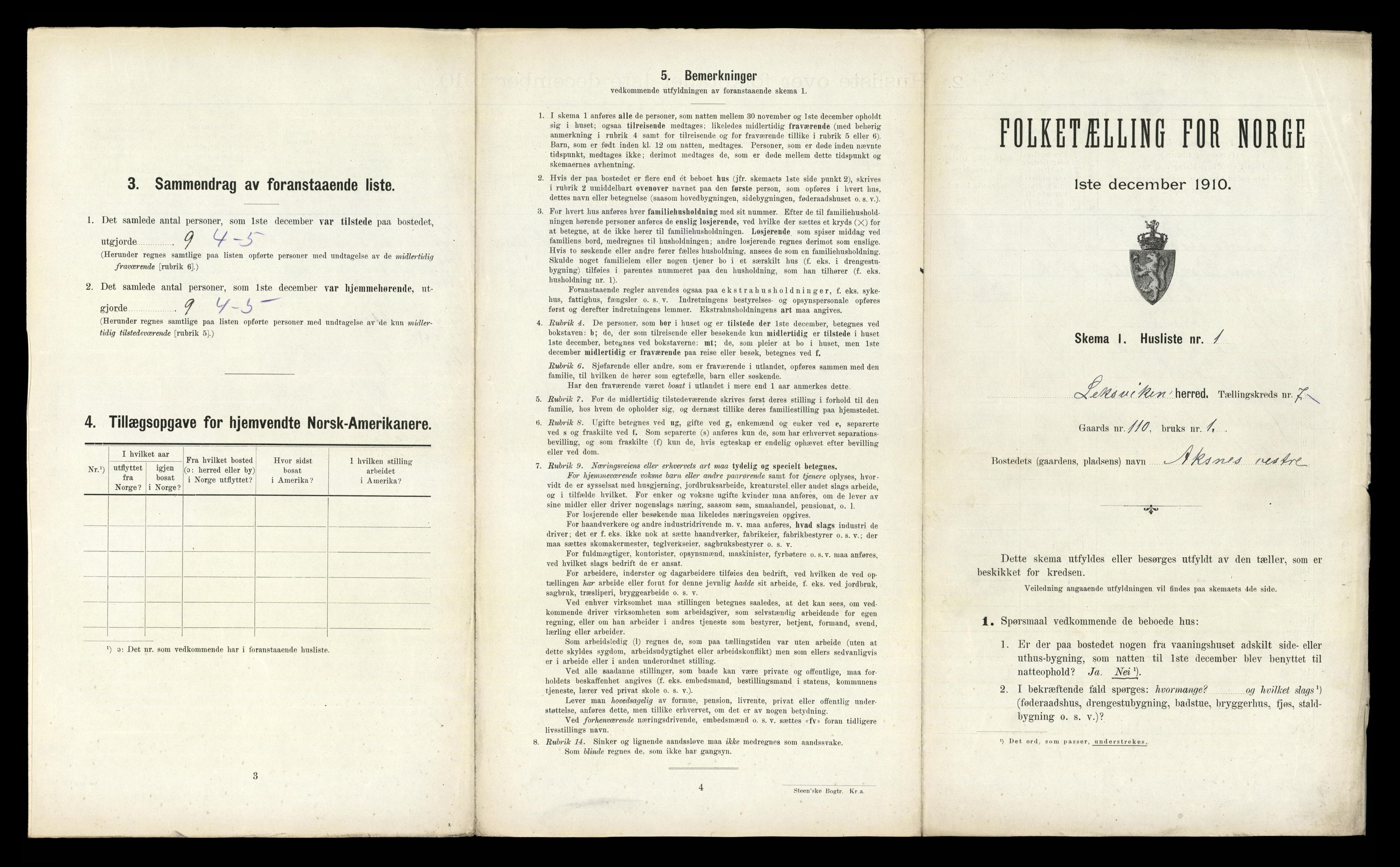 RA, 1910 census for Leksvik, 1910, p. 900