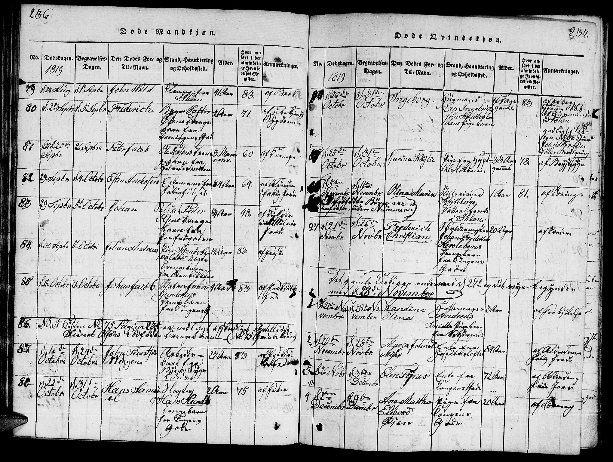 Ministerialprotokoller, klokkerbøker og fødselsregistre - Sør-Trøndelag, SAT/A-1456/601/L0043: Parish register (official) no. 601A11, 1815-1821, p. 236a-237a