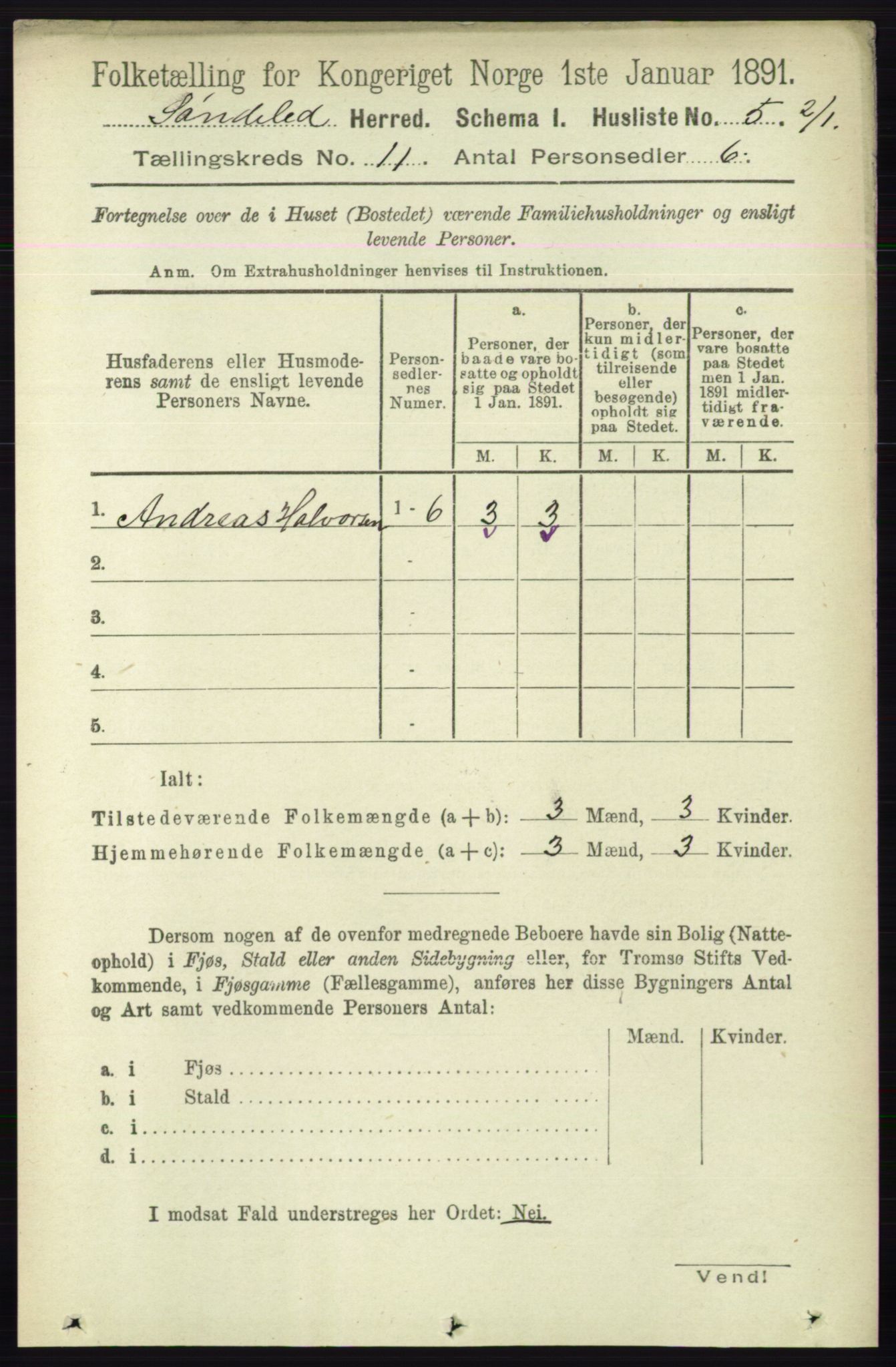 RA, 1891 census for 0913 Søndeled, 1891, p. 3239