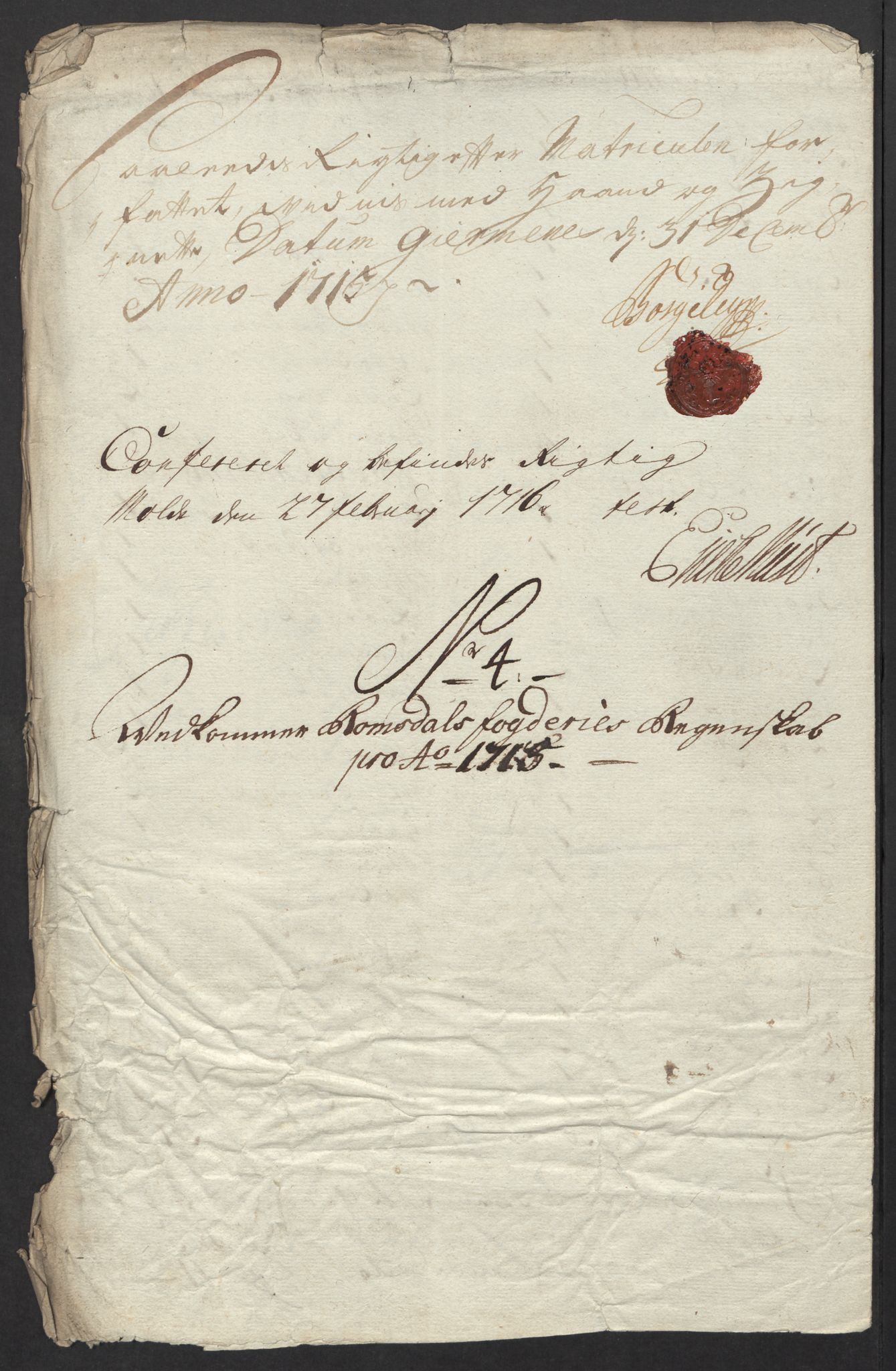 Rentekammeret inntil 1814, Reviderte regnskaper, Fogderegnskap, RA/EA-4092/R55/L3663: Fogderegnskap Romsdal, 1715-1716, p. 100
