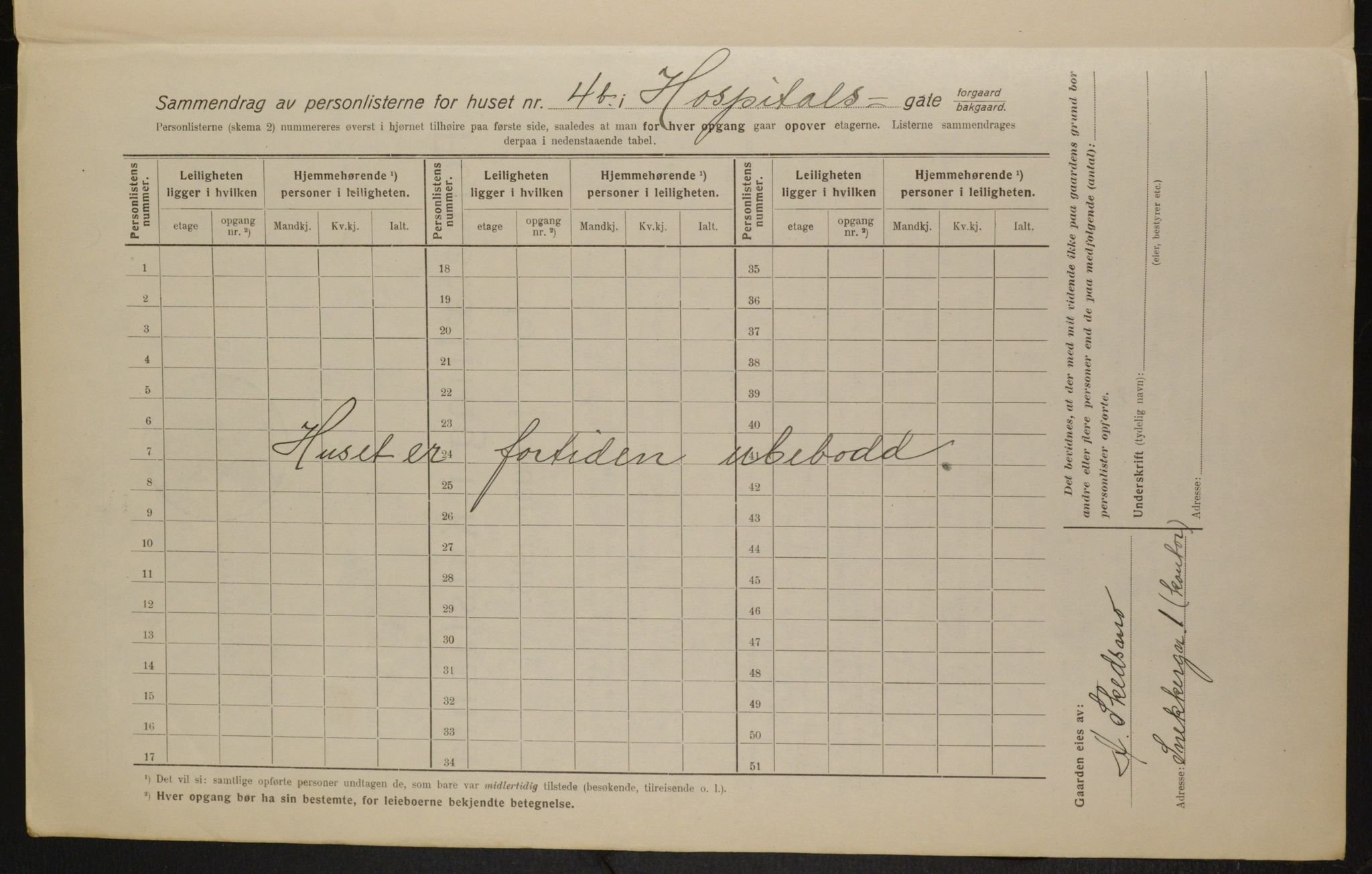 OBA, Municipal Census 1916 for Kristiania, 1916, p. 42106