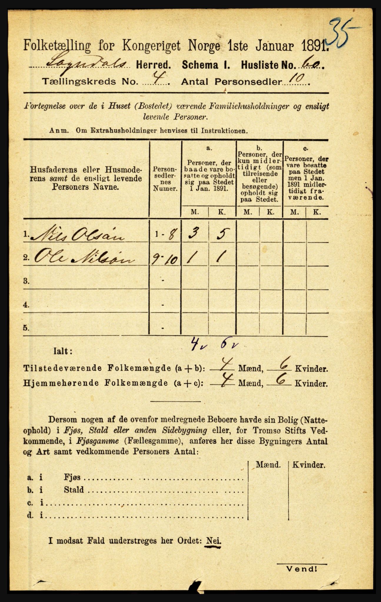 RA, 1891 census for 1420 Sogndal, 1891, p. 1891