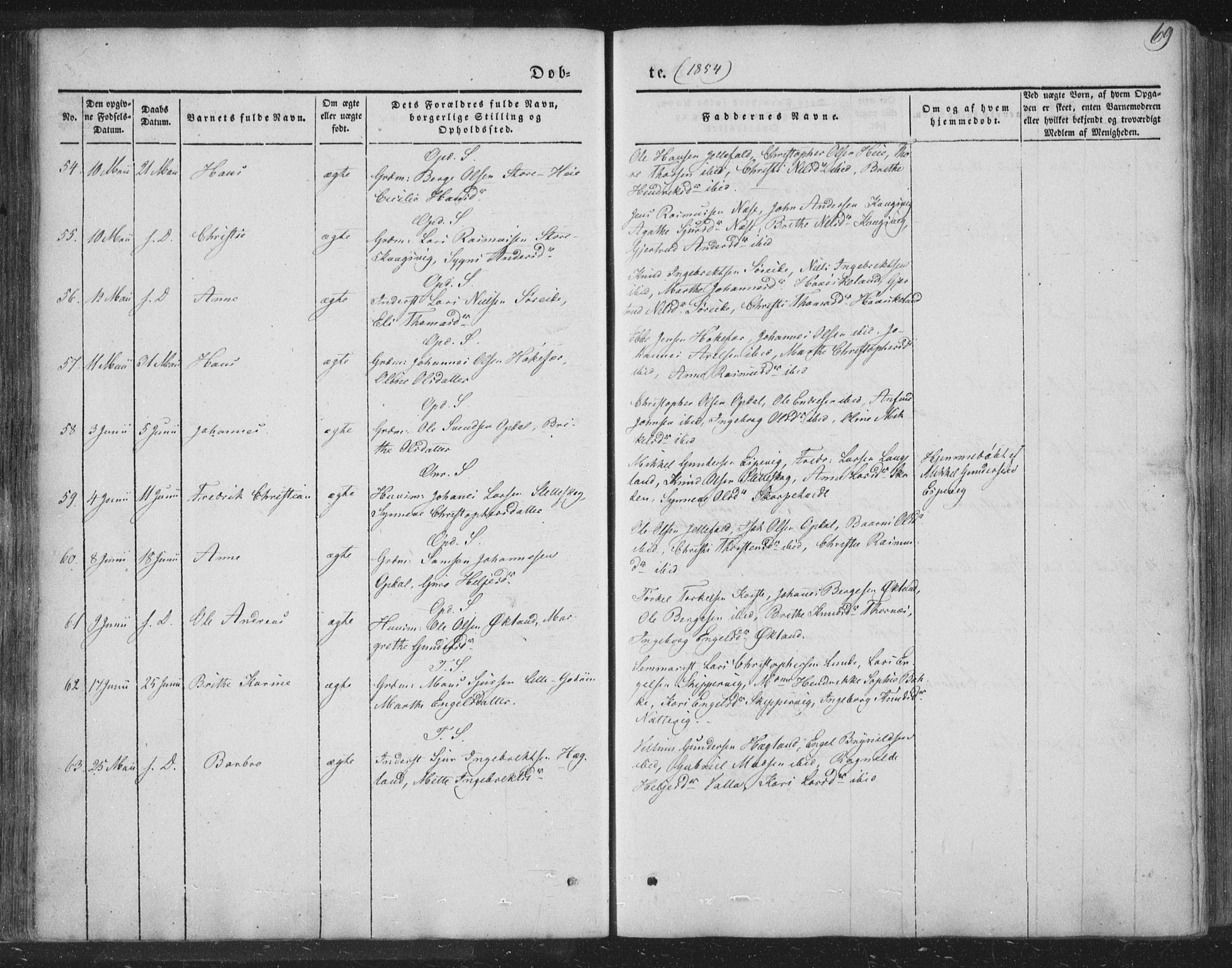 Tysnes sokneprestembete, AV/SAB-A-78601/H/Haa: Parish register (official) no. A 10, 1848-1859, p. 69