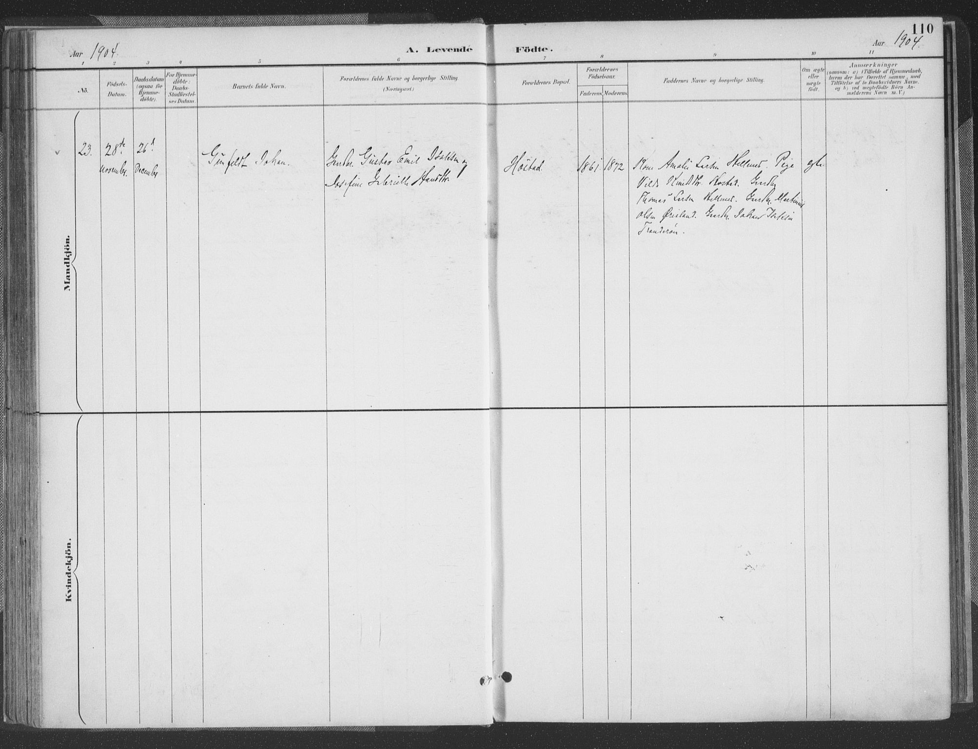 Høvåg sokneprestkontor, AV/SAK-1111-0025/F/Fa/L0006: Parish register (official) no. A 6, 1894-1923, p. 110