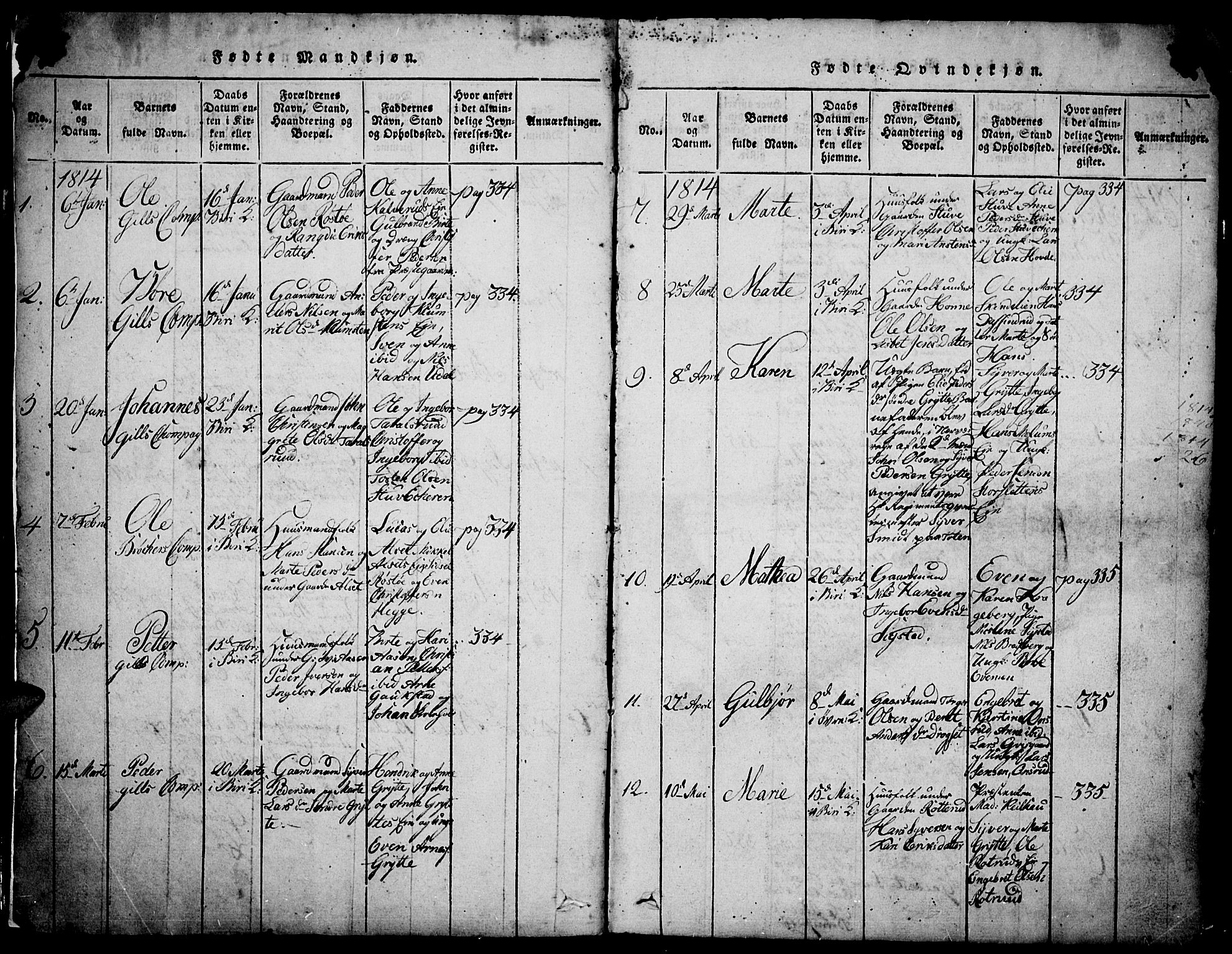 Biri prestekontor, AV/SAH-PREST-096/H/Ha/Hab/L0001: Parish register (copy) no. 1, 1814-1828, p. 2