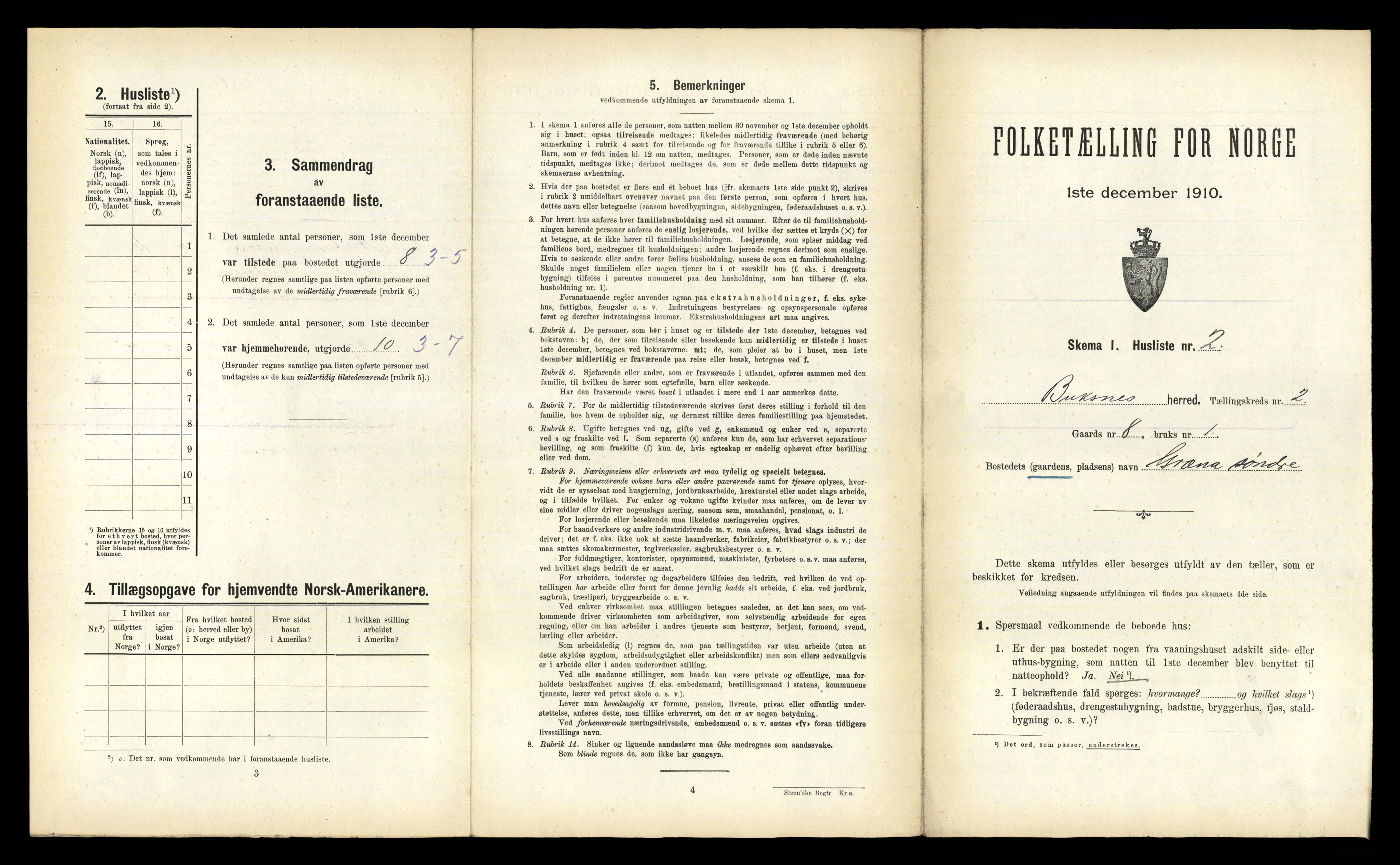 RA, 1910 census for Buksnes, 1910, p. 144