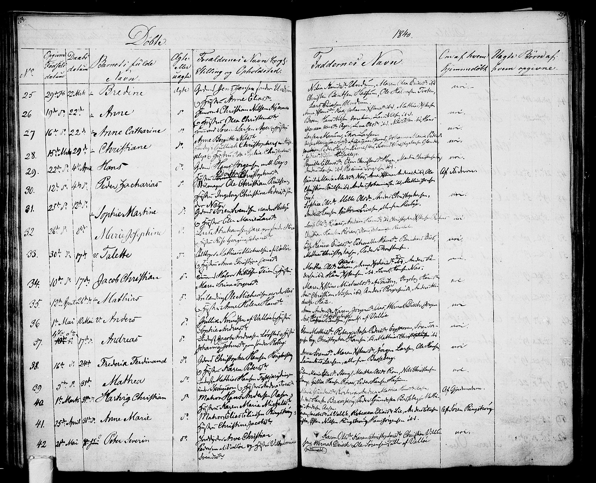 Sem kirkebøker, SAKO/A-5/F/Fa/L0005: Parish register (official) no. I 5, 1825-1842, p. 208-209
