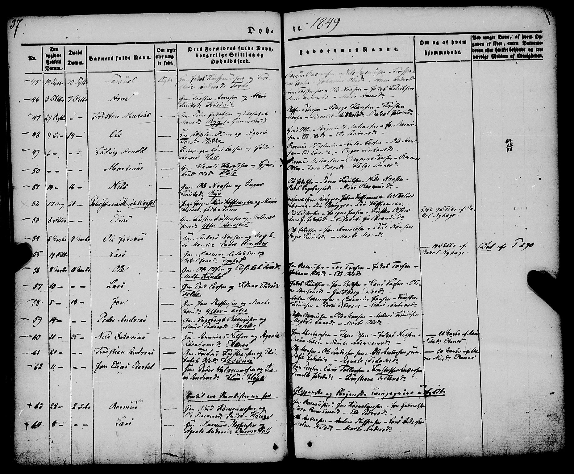 Gloppen sokneprestembete, SAB/A-80101/H/Haa/Haaa/L0008: Parish register (official) no. A 8, 1837-1855, p. 37