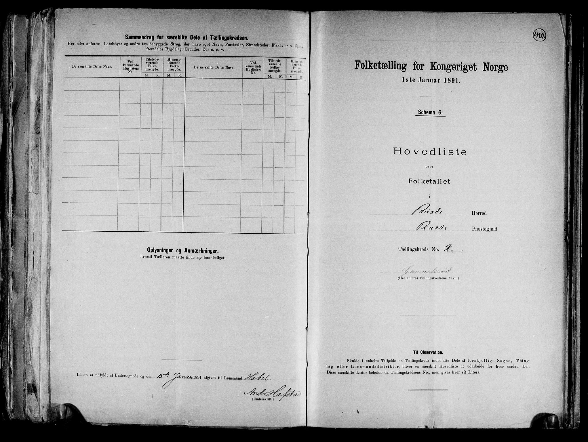 RA, 1891 census for 0135 Råde, 1891, p. 6