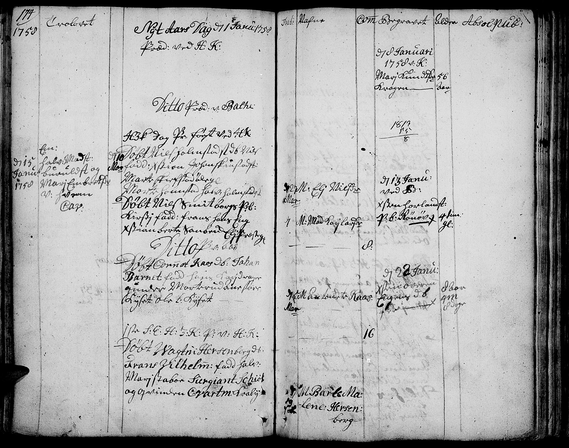 Toten prestekontor, AV/SAH-PREST-102/H/Ha/Haa/L0004: Parish register (official) no. 4, 1751-1761, p. 174