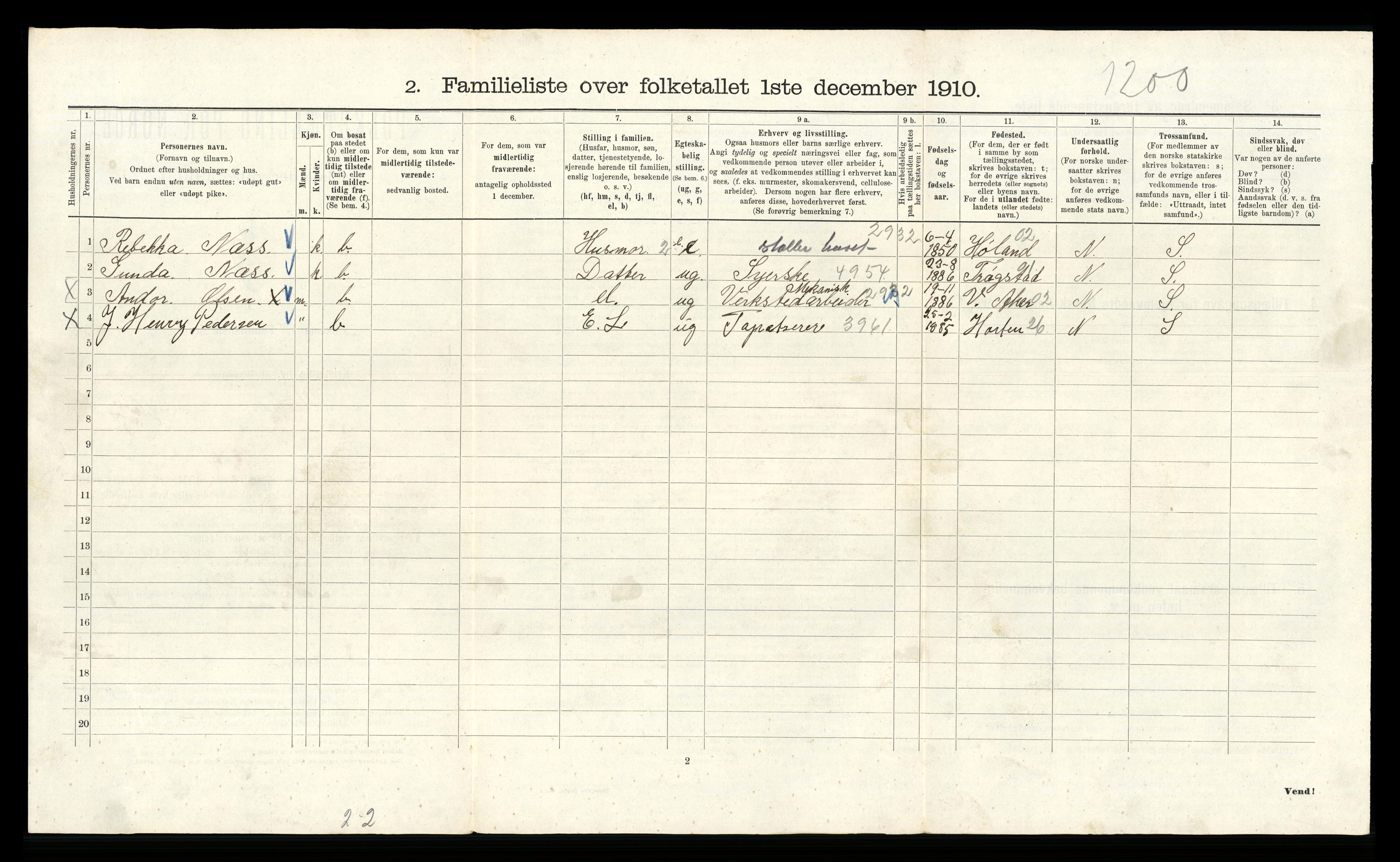 RA, 1910 census for Kristiania, 1910, p. 123494