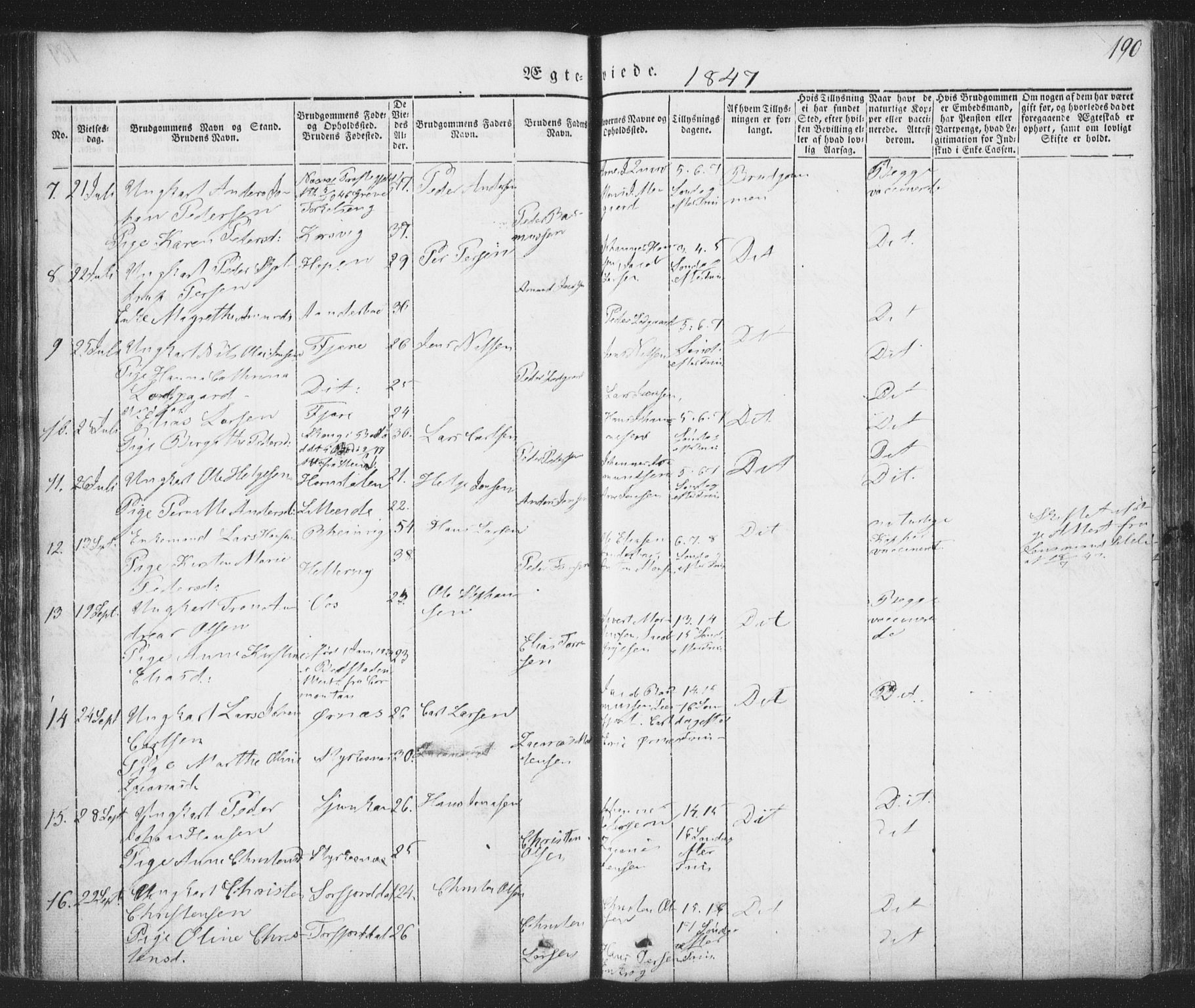 Ministerialprotokoller, klokkerbøker og fødselsregistre - Nordland, AV/SAT-A-1459/853/L0769: Parish register (official) no. 853A08, 1836-1856, p. 190