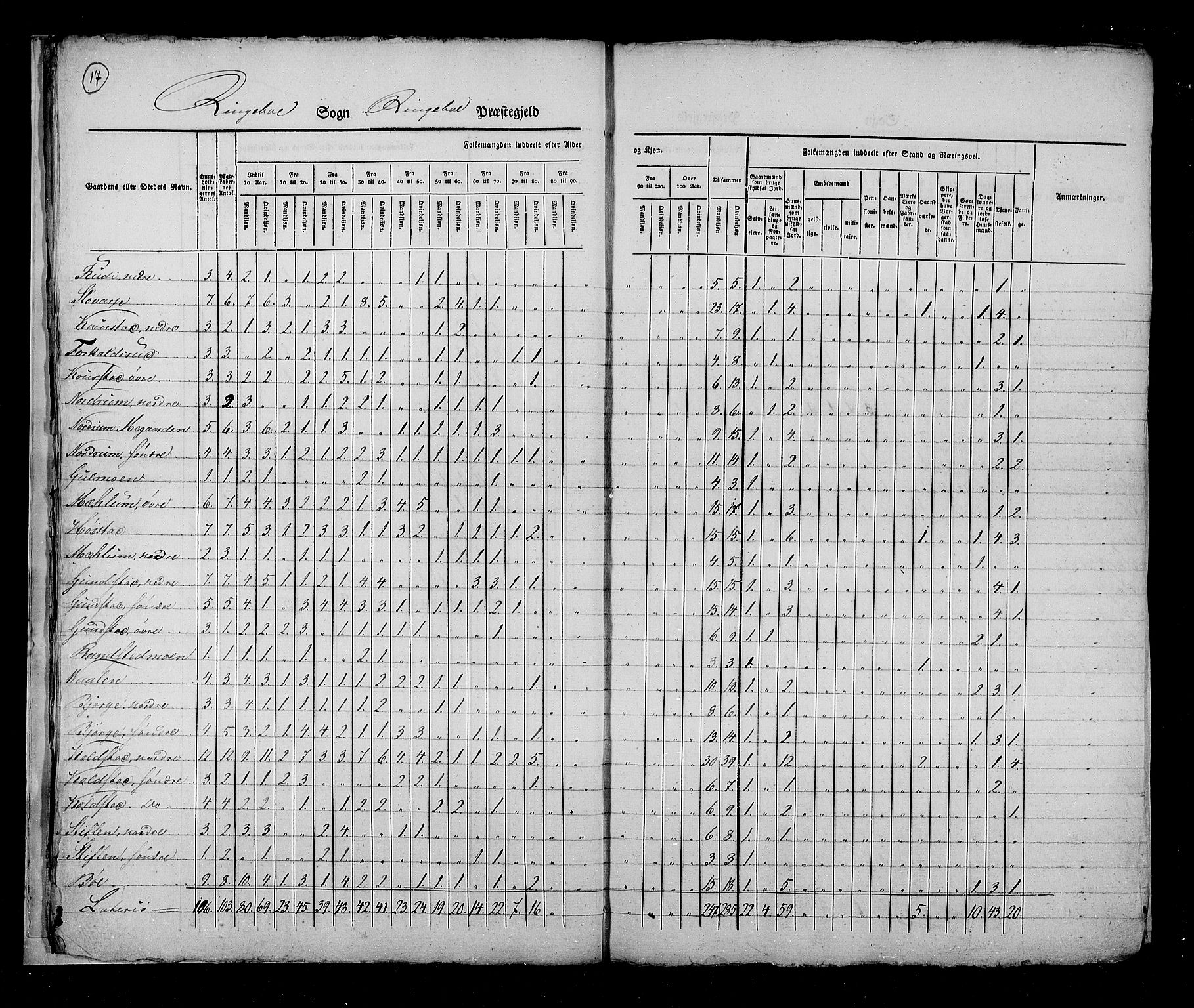 RA, Census 1825, vol. 6: Kristians amt, 1825, p. 17