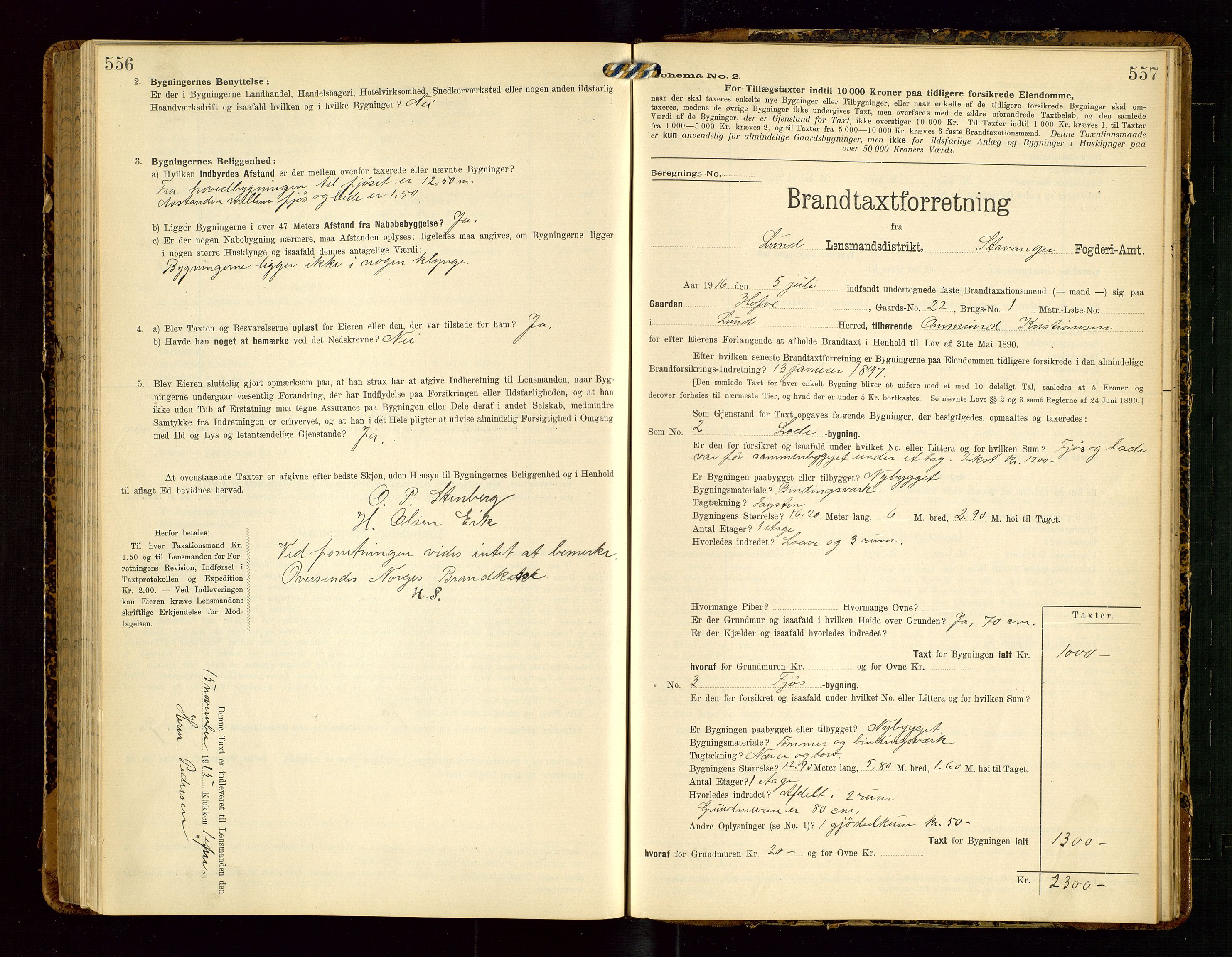 Lund lensmannskontor, SAST/A-100303/Gob/L0002: "Brandtakstprotokol", 1908-1918, p. 556-557