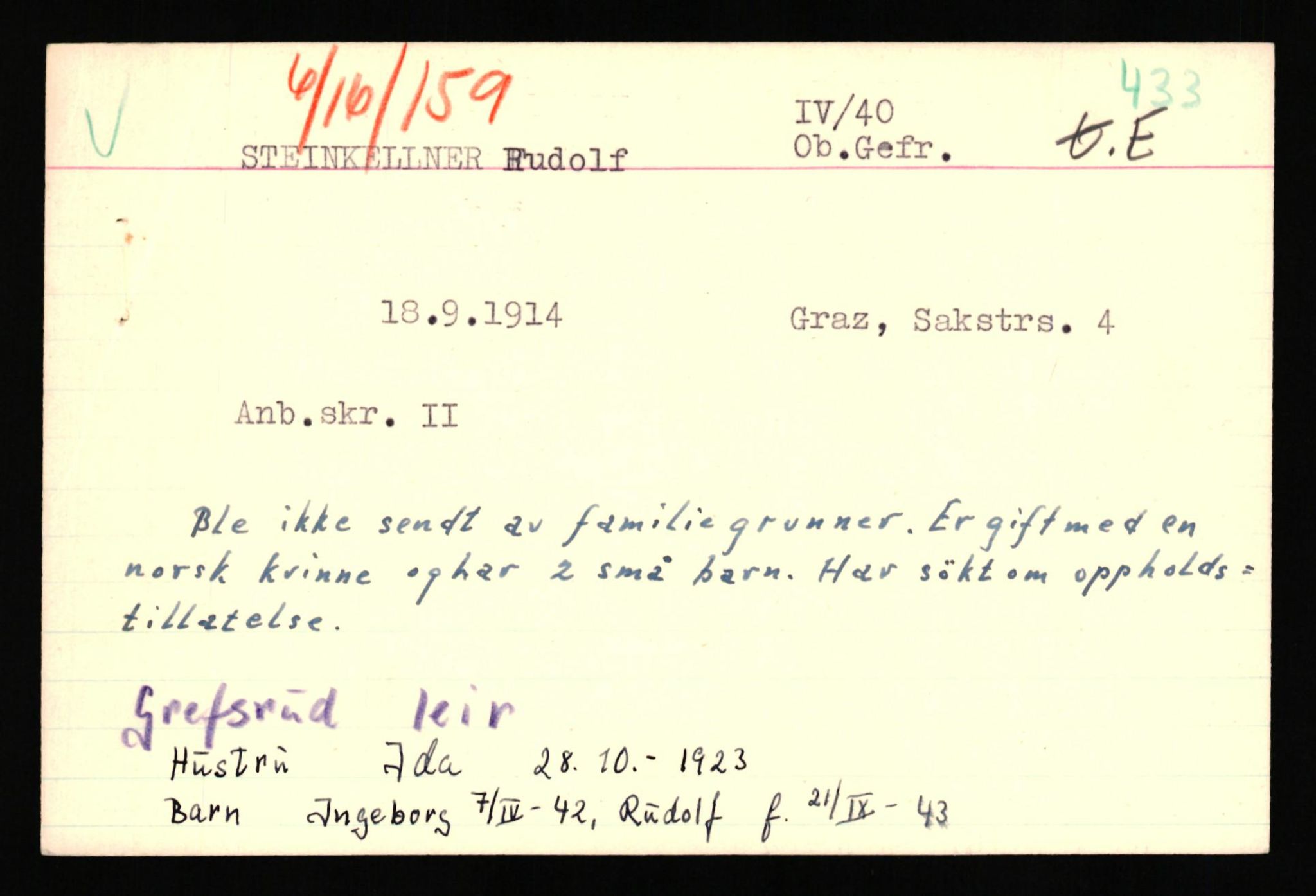 Forsvaret, Forsvarets overkommando II, AV/RA-RAFA-3915/D/Db/L0040: CI Questionaires. Tyske okkupasjonsstyrker i Norge. Østerrikere., 1945-1946, p. 226