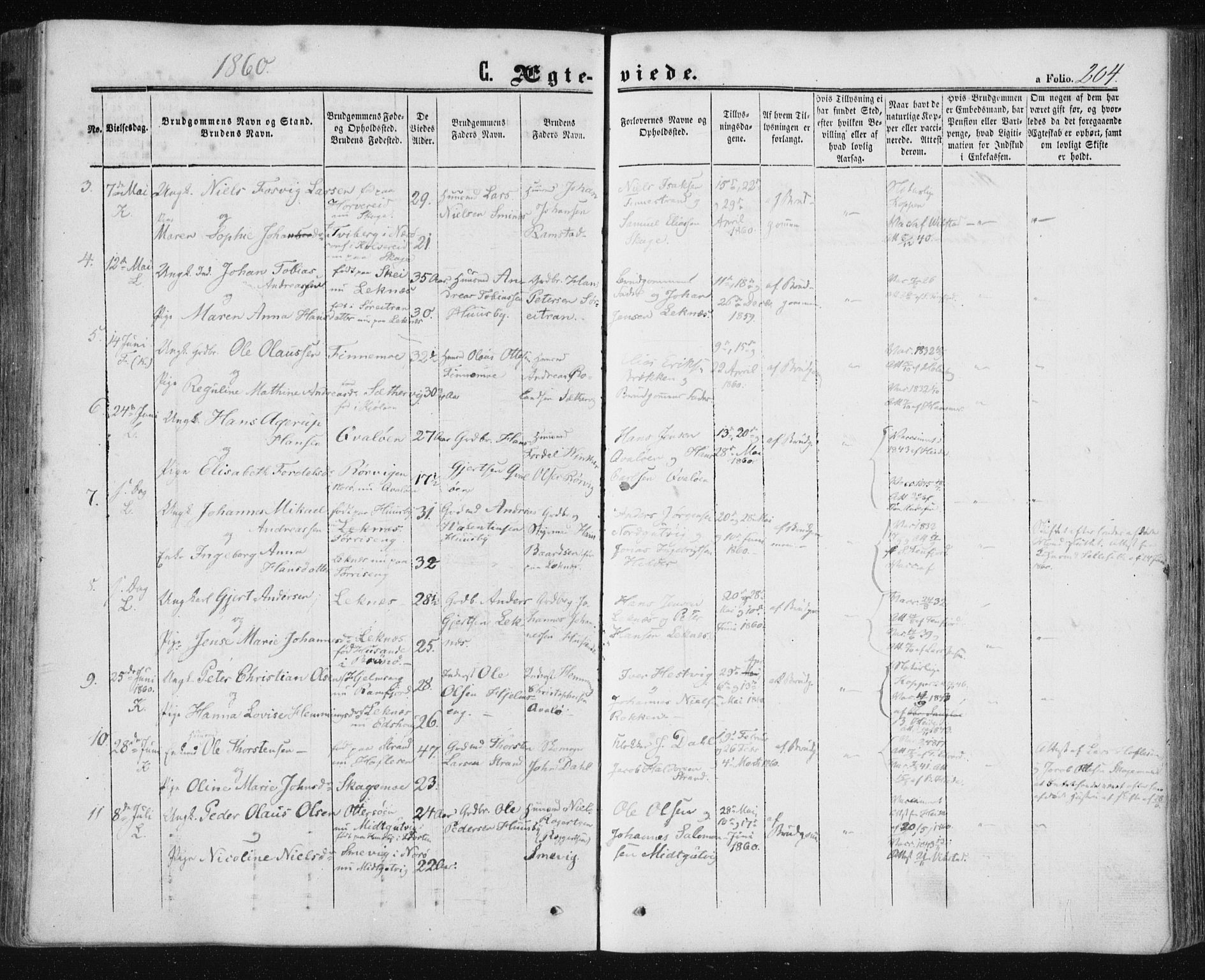 Ministerialprotokoller, klokkerbøker og fødselsregistre - Nord-Trøndelag, SAT/A-1458/780/L0641: Parish register (official) no. 780A06, 1857-1874, p. 204