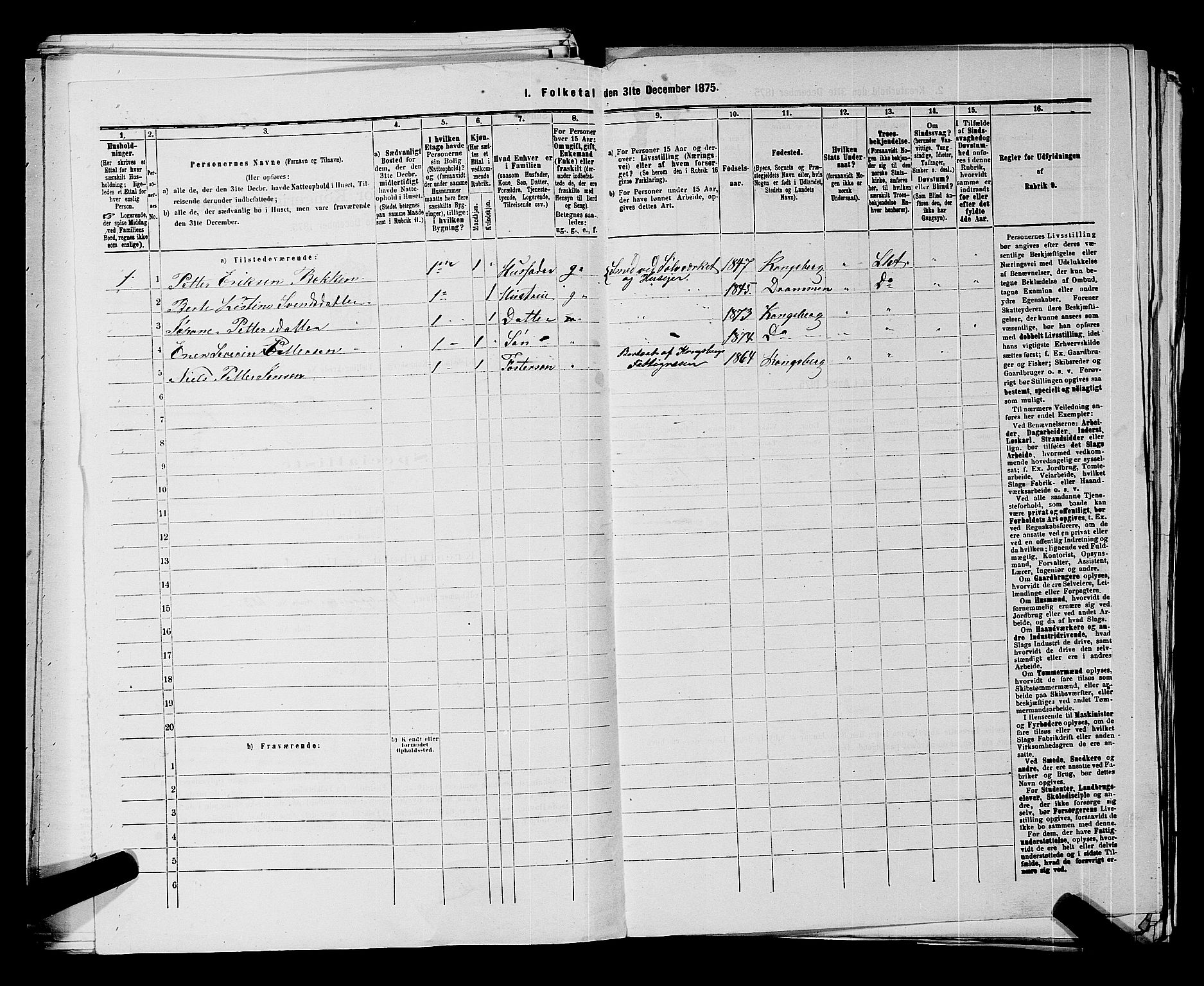 SAKO, 1875 census for 0604B Kongsberg/Kongsberg, 1875, p. 1332