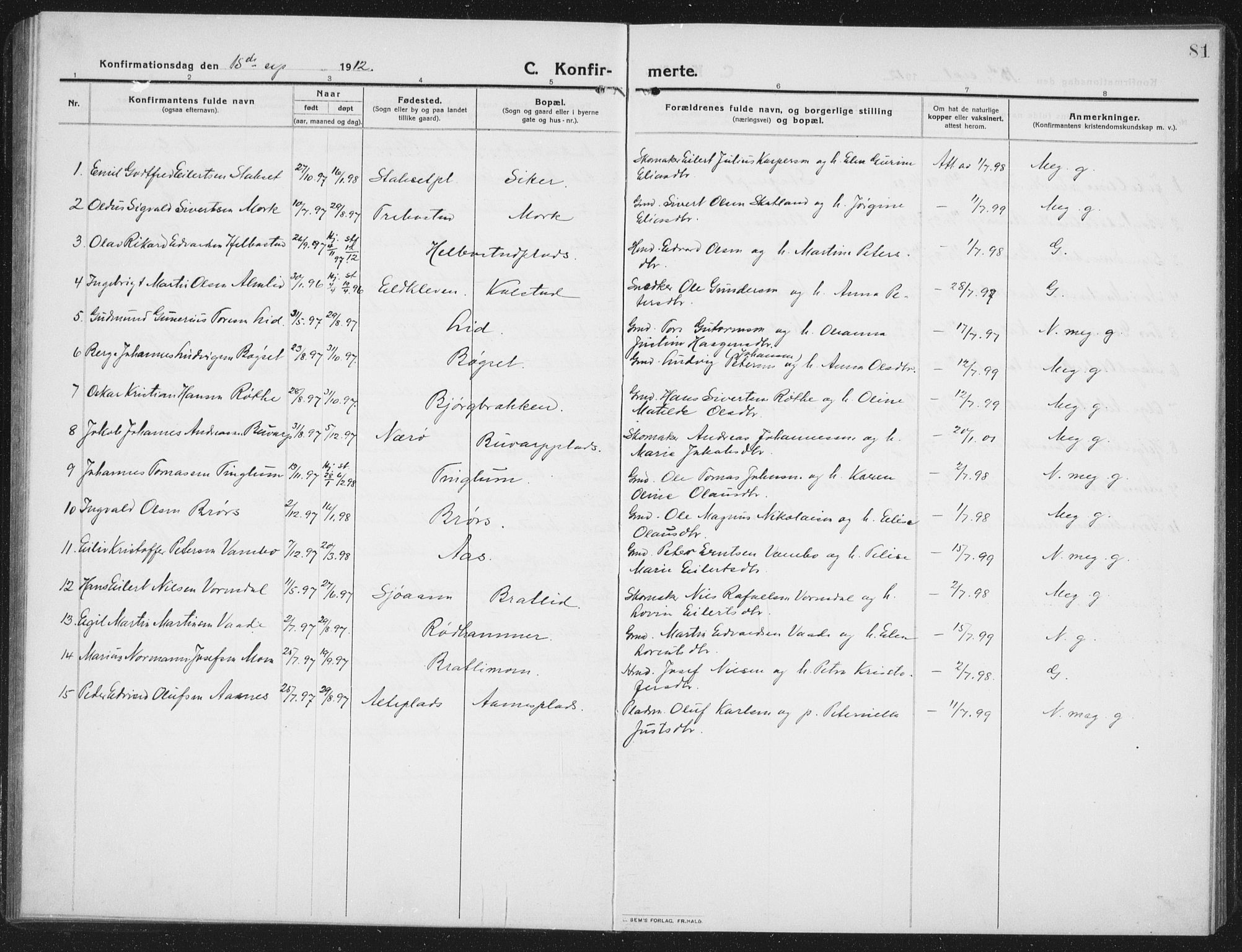 Ministerialprotokoller, klokkerbøker og fødselsregistre - Nord-Trøndelag, AV/SAT-A-1458/742/L0413: Parish register (copy) no. 742C04, 1911-1938, p. 81