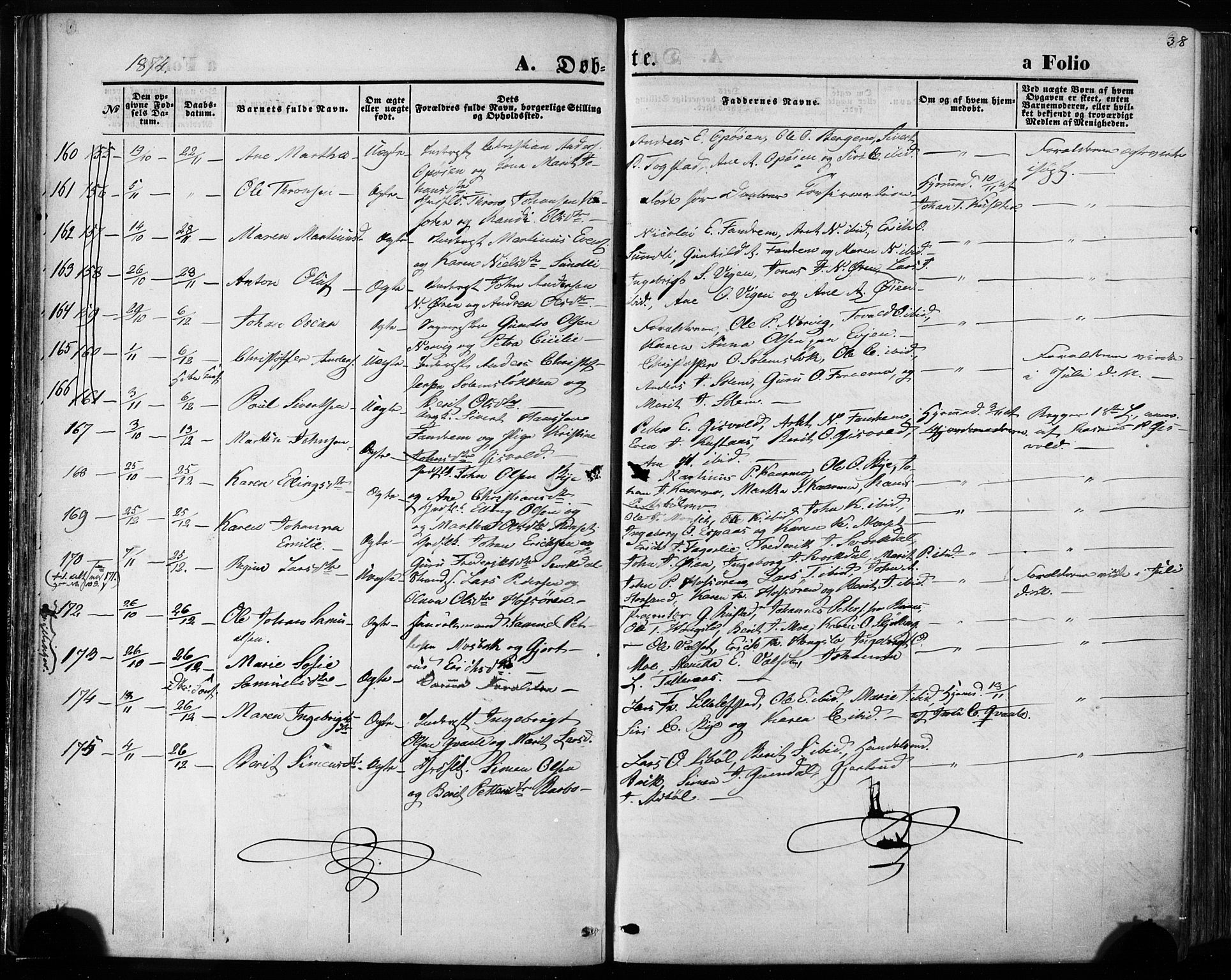 Ministerialprotokoller, klokkerbøker og fødselsregistre - Sør-Trøndelag, SAT/A-1456/668/L0807: Parish register (official) no. 668A07, 1870-1880, p. 38
