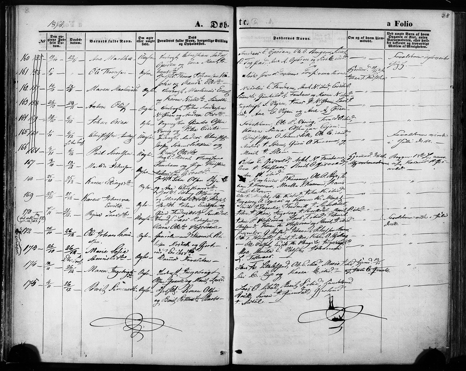 Ministerialprotokoller, klokkerbøker og fødselsregistre - Sør-Trøndelag, AV/SAT-A-1456/668/L0807: Parish register (official) no. 668A07, 1870-1880, p. 38