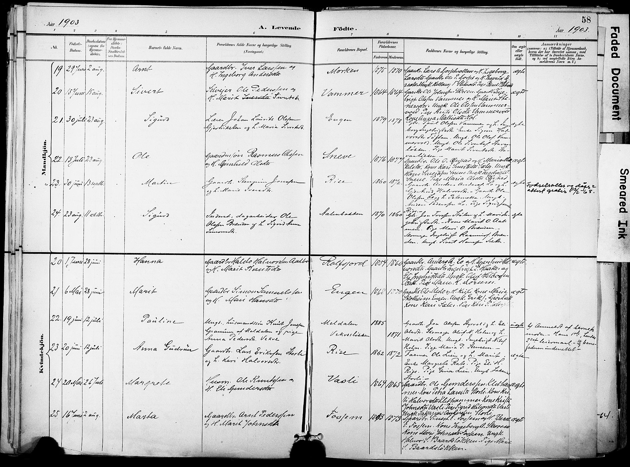 Ministerialprotokoller, klokkerbøker og fødselsregistre - Sør-Trøndelag, AV/SAT-A-1456/678/L0902: Parish register (official) no. 678A11, 1895-1911, p. 58