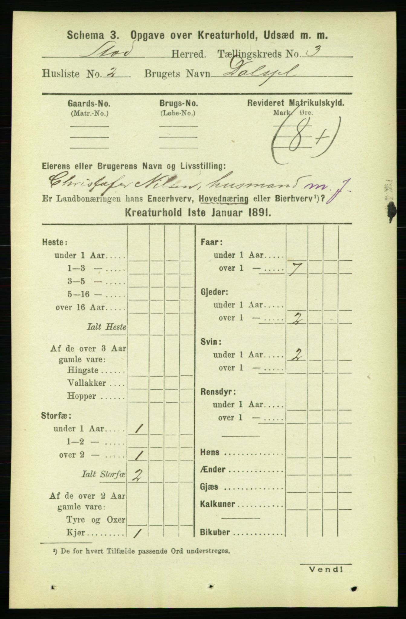 RA, 1891 census for 1734 Stod, 1891, p. 3263